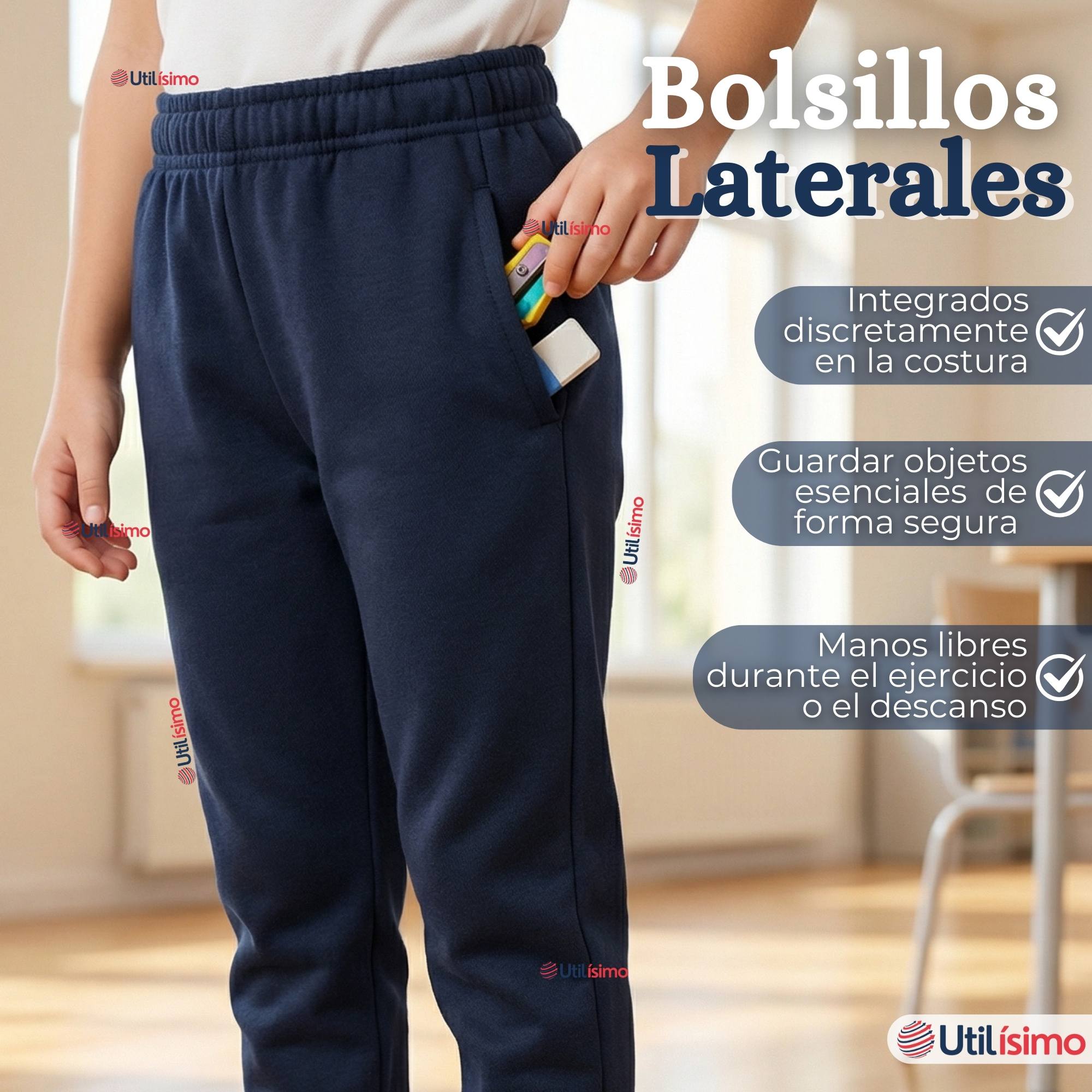 BUZO PANTALON ESCOLAR NIÑA UNISEX 100% ALGODON AZUL BOTA ACANALADA 3 A 16 AÑOS - 11