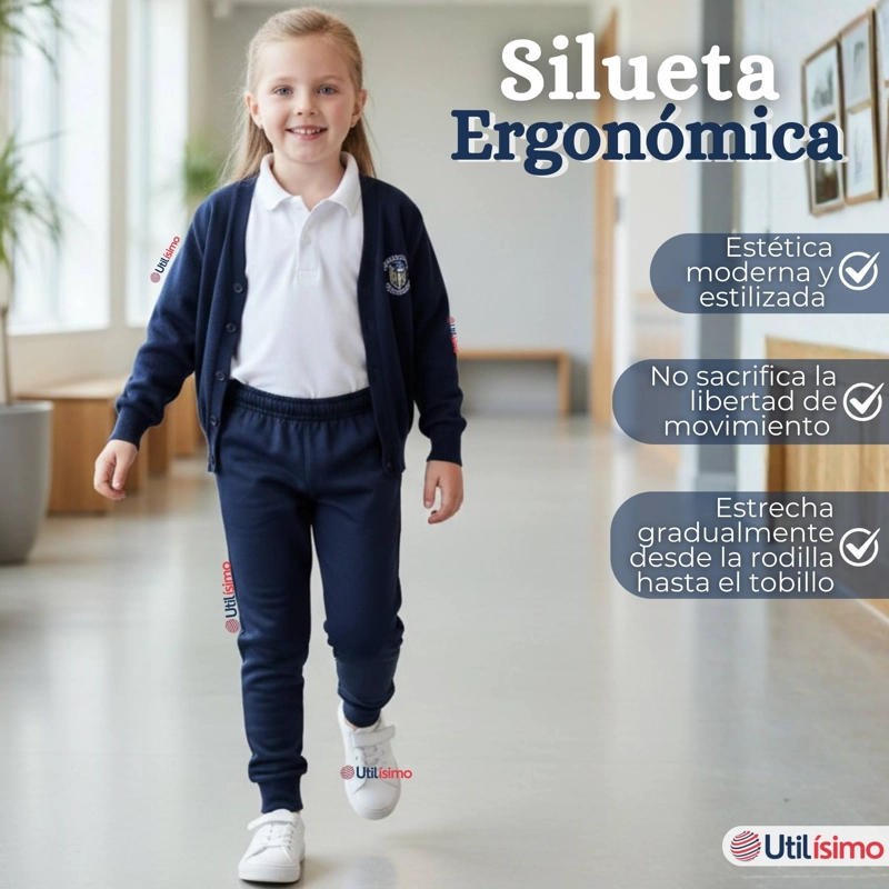 PACK 3 BUZOS PANTALONES ESCOLARES NIÑA UNISEX 100% ALGODON AZUL BOTA ACANALADA 3 A 16 AÑOS - 2