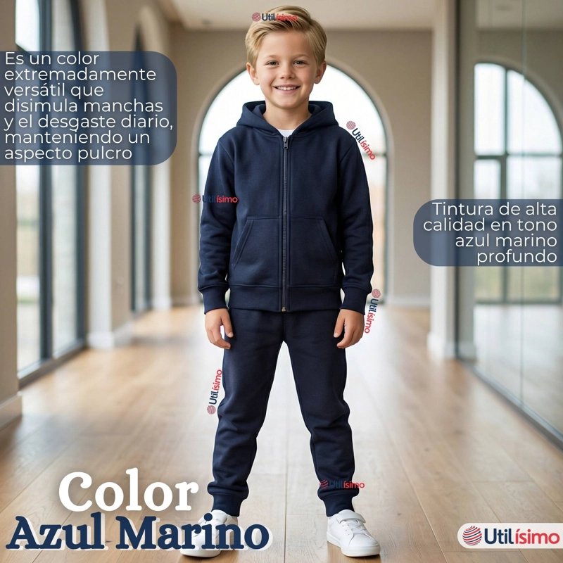 PACK 2 CONJUNTOS ESCOLARES BUZO PANTALON Y POLERON 100% ALGODON NIÑA UNISEX AZUL 3 A 16 AÑOS - 3