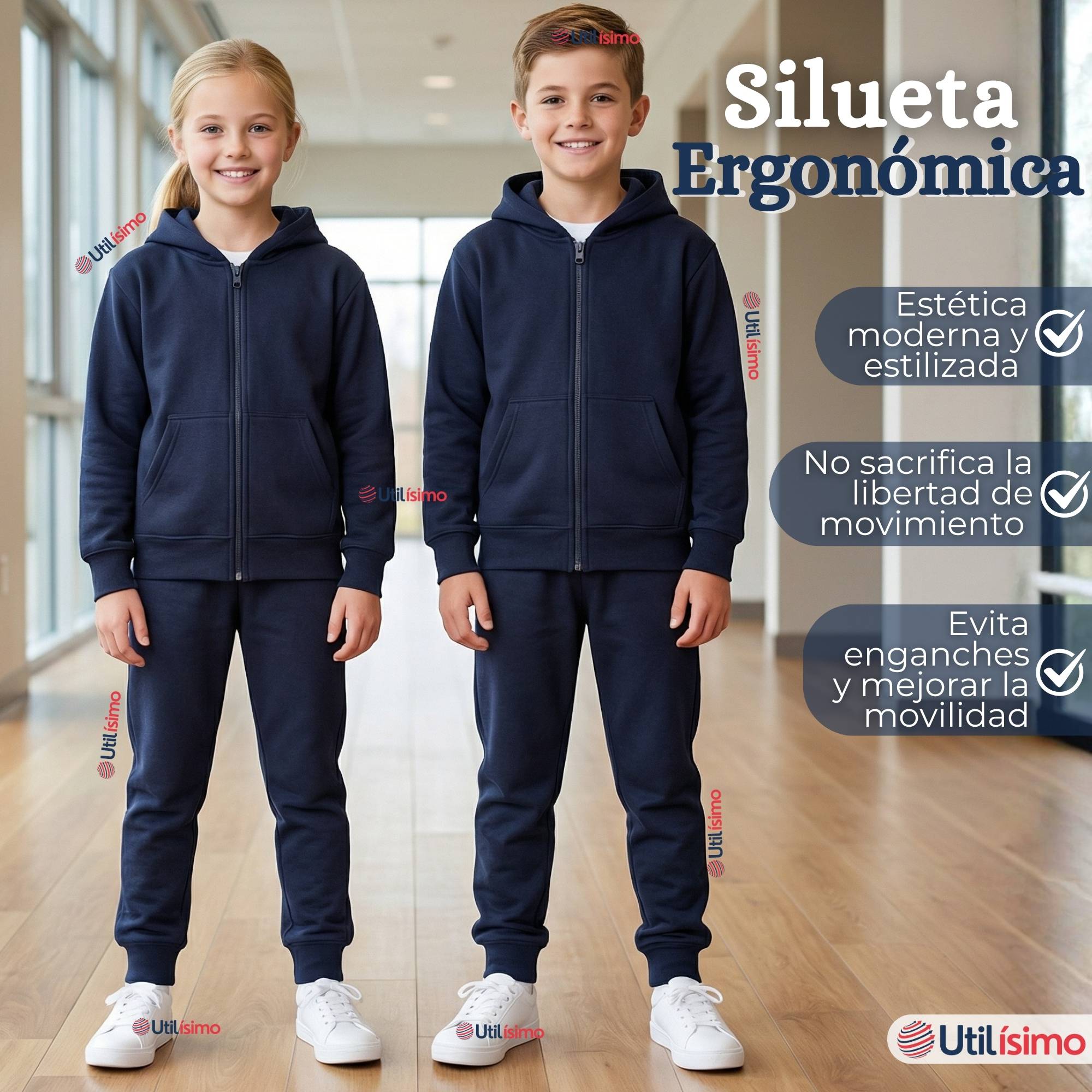 PACK 2 CONJUNTOS ESCOLARES BUZO PANTALON Y POLERON 100% ALGODON NIÑA UNISEX AZUL 3 A 16 AÑOS - 4