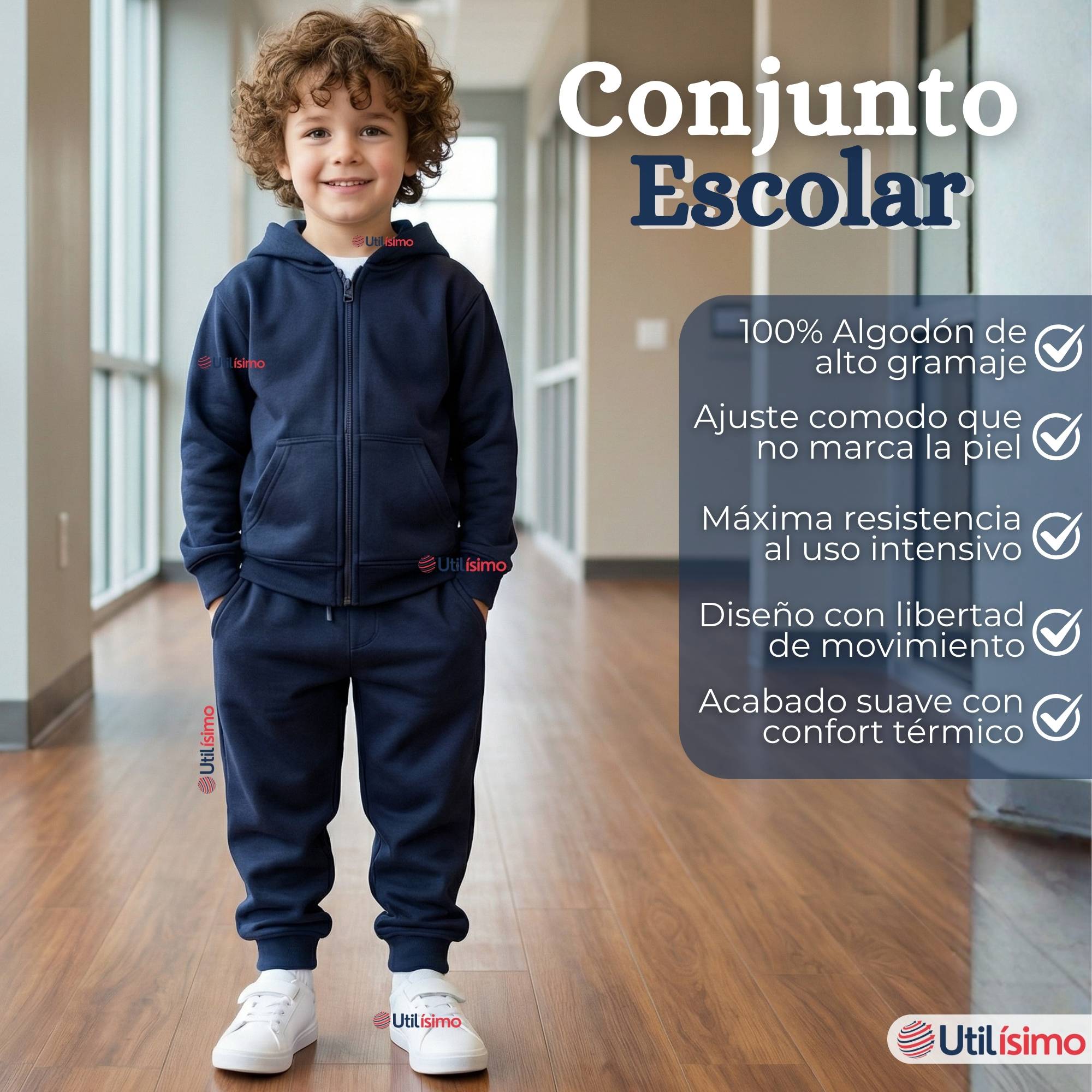 PACK 2 CONJUNTOS ESCOLARES BUZO PANTALON Y POLERON 100% ALGODON NIÑA UNISEX AZUL 3 A 16 AÑOS - 6