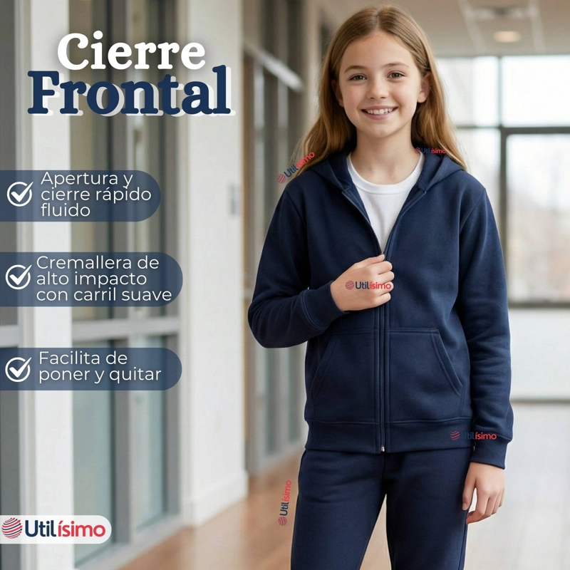 PACK 2 CONJUNTOS ESCOLARES BUZO PANTALON Y POLERON 100% ALGODON NIÑA UNISEX AZUL 3 A 16 AÑOS - 10