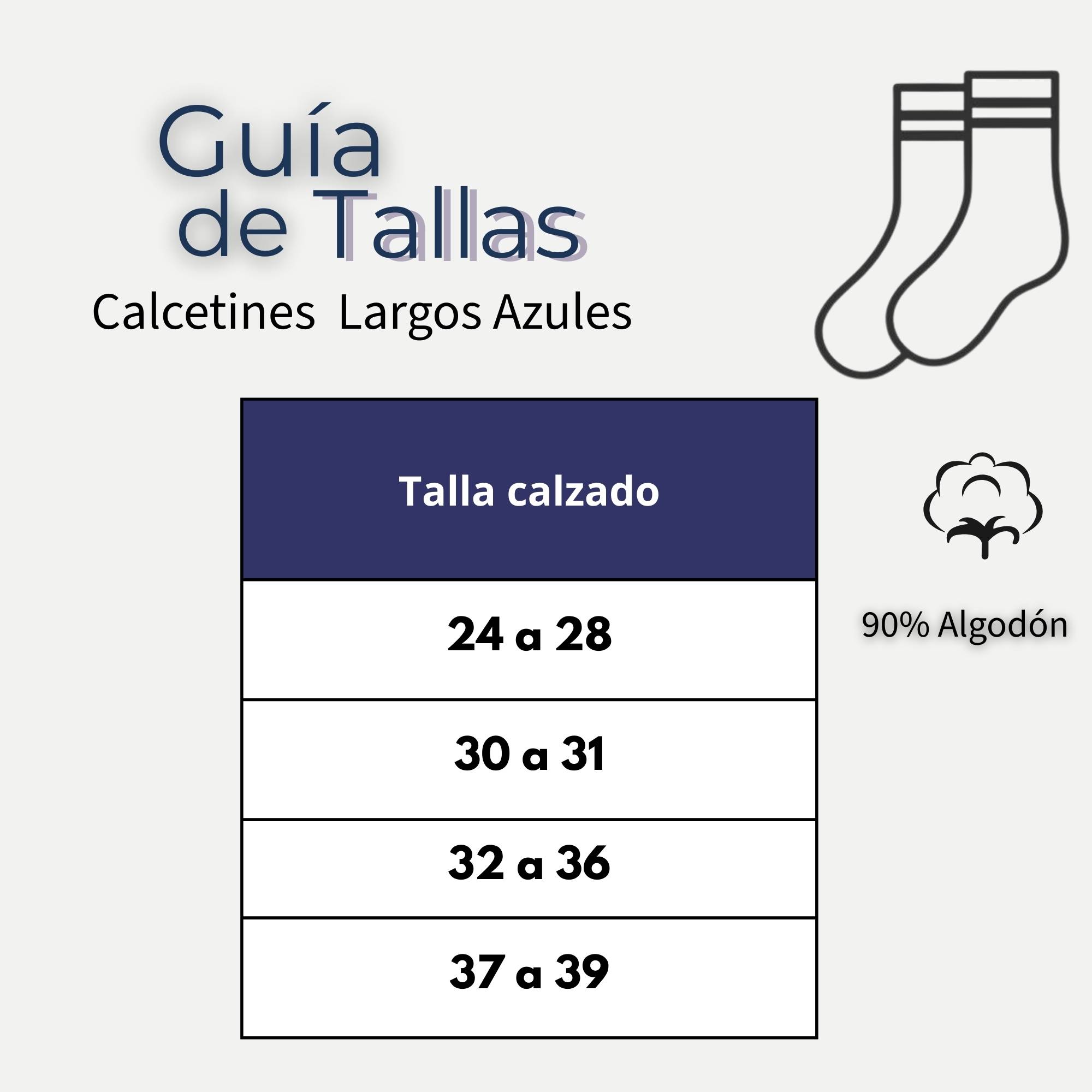 PACK 3 CALCETINES ESCOLARES LARGO ALGODON AZUL NIÑAS - 6
