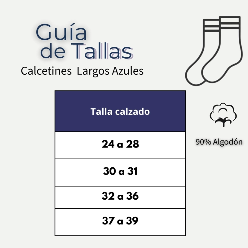 PACK 6 CALCETINES ESCOLARES LARGO ALGODON AZUL NIÑAS - 6