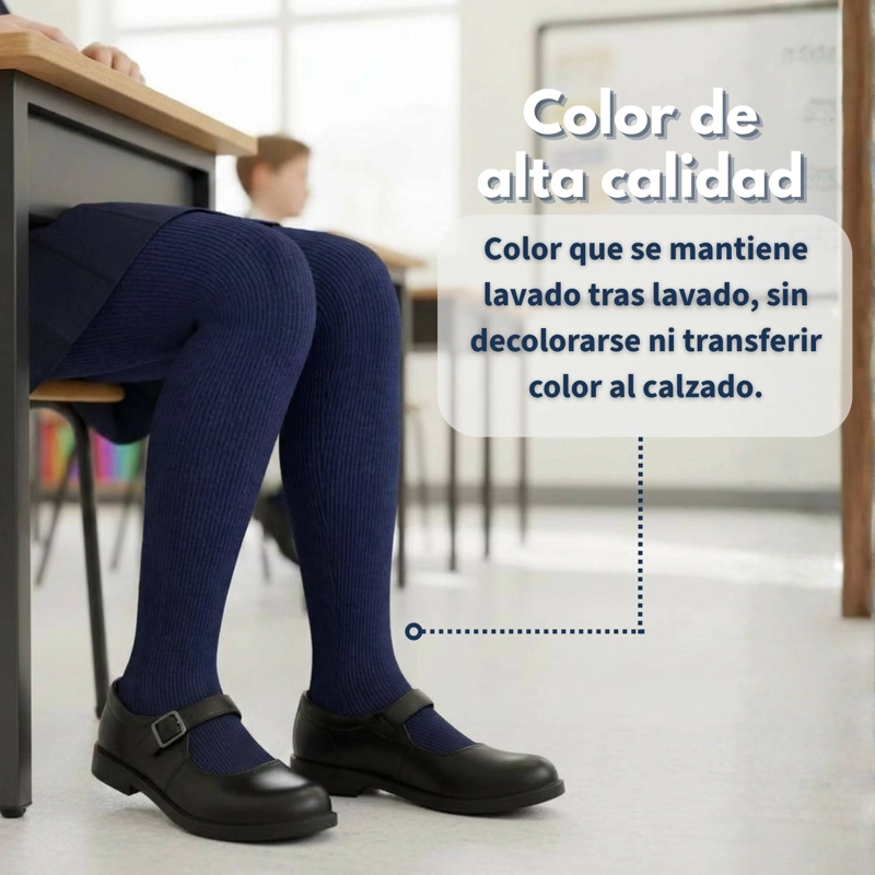PACK 3 PANTY BALLERINAS ELASTICADAS ESCOLARES NIÑA ALGODON AZUL - 6