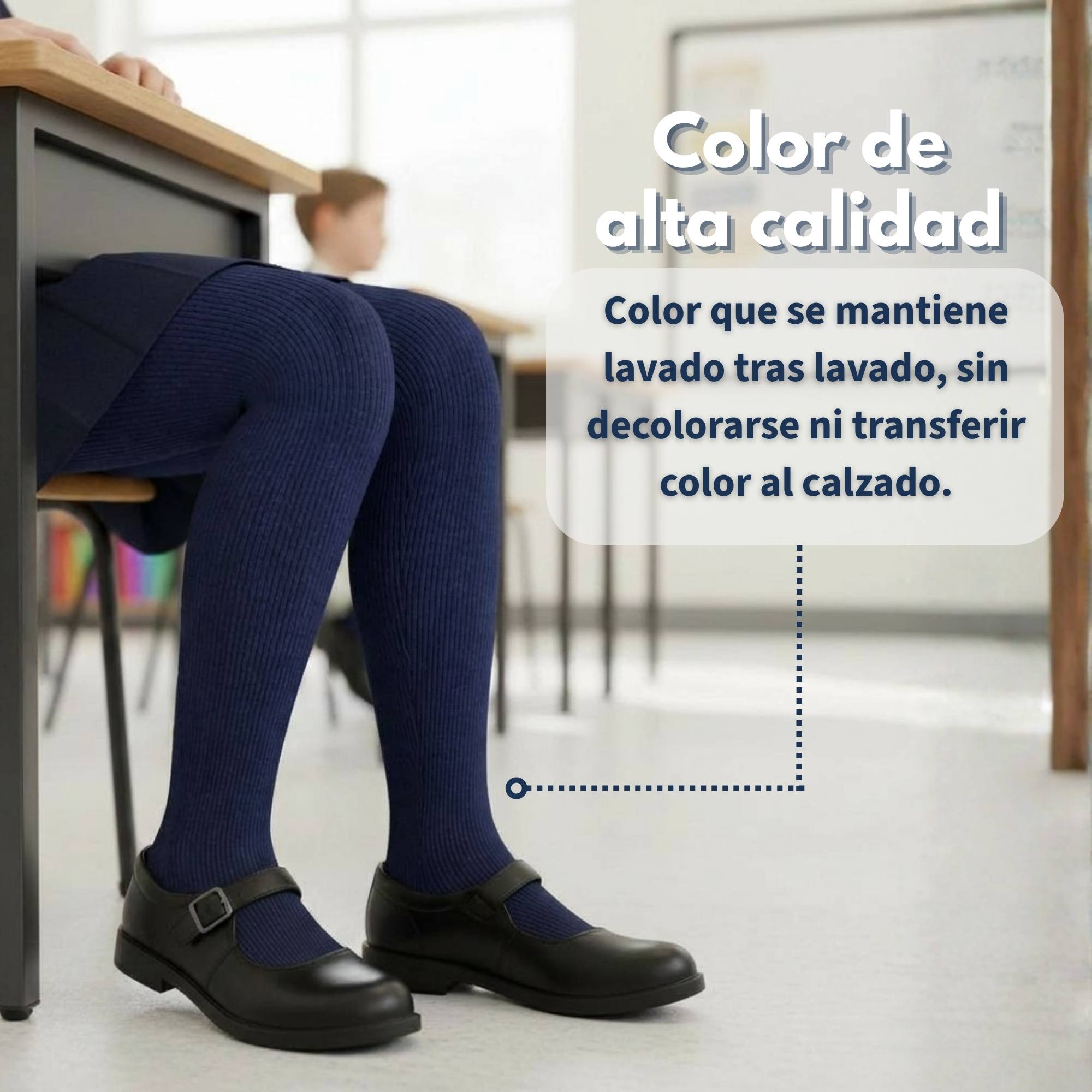 PACK 3 PANTY BALLERINAS ELASTICADAS ESCOLARES NIÑA ALGODON AZUL - 8