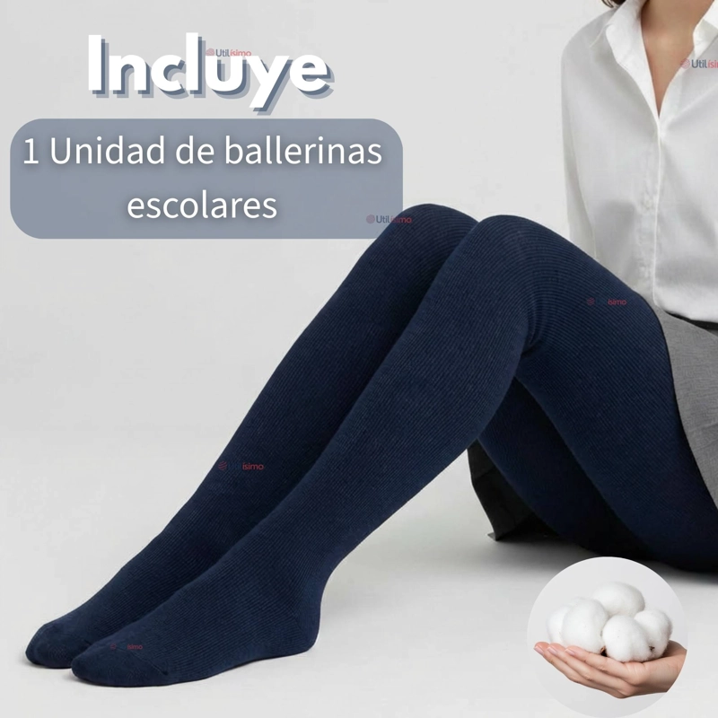 PANTY BALLERINAS ESCOLARES NIÑA ALGODON AZUL - 3