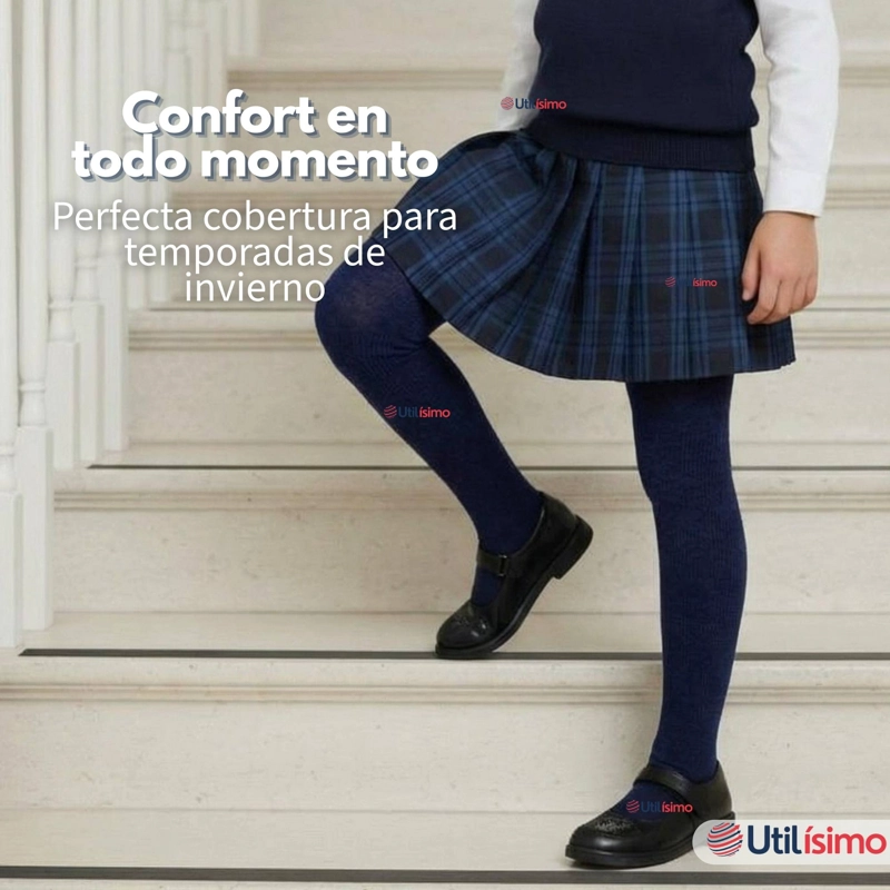PANTY BALLERINAS ESCOLARES NIÑA ALGODON AZUL - 10