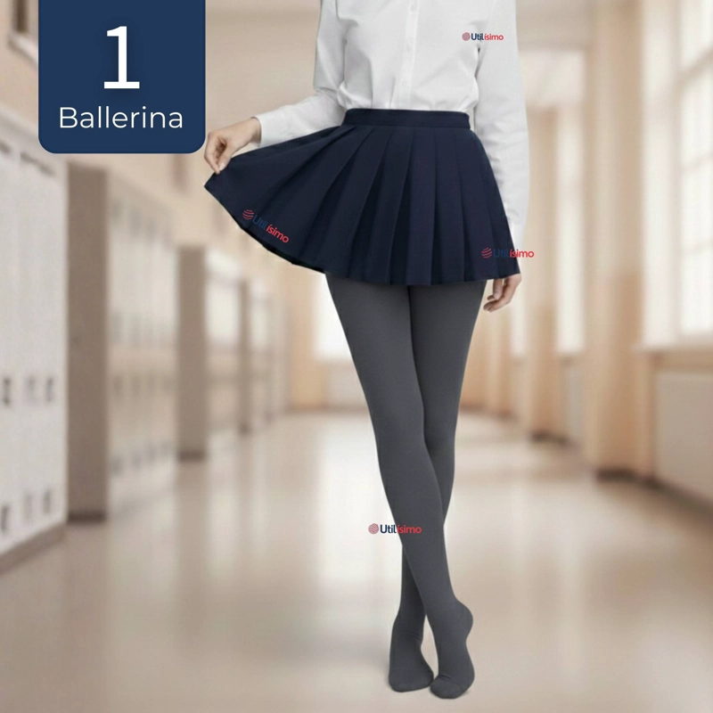 PANTY BALLERINAS ESCOLARES NIÑA ALGODON GRIS - 1