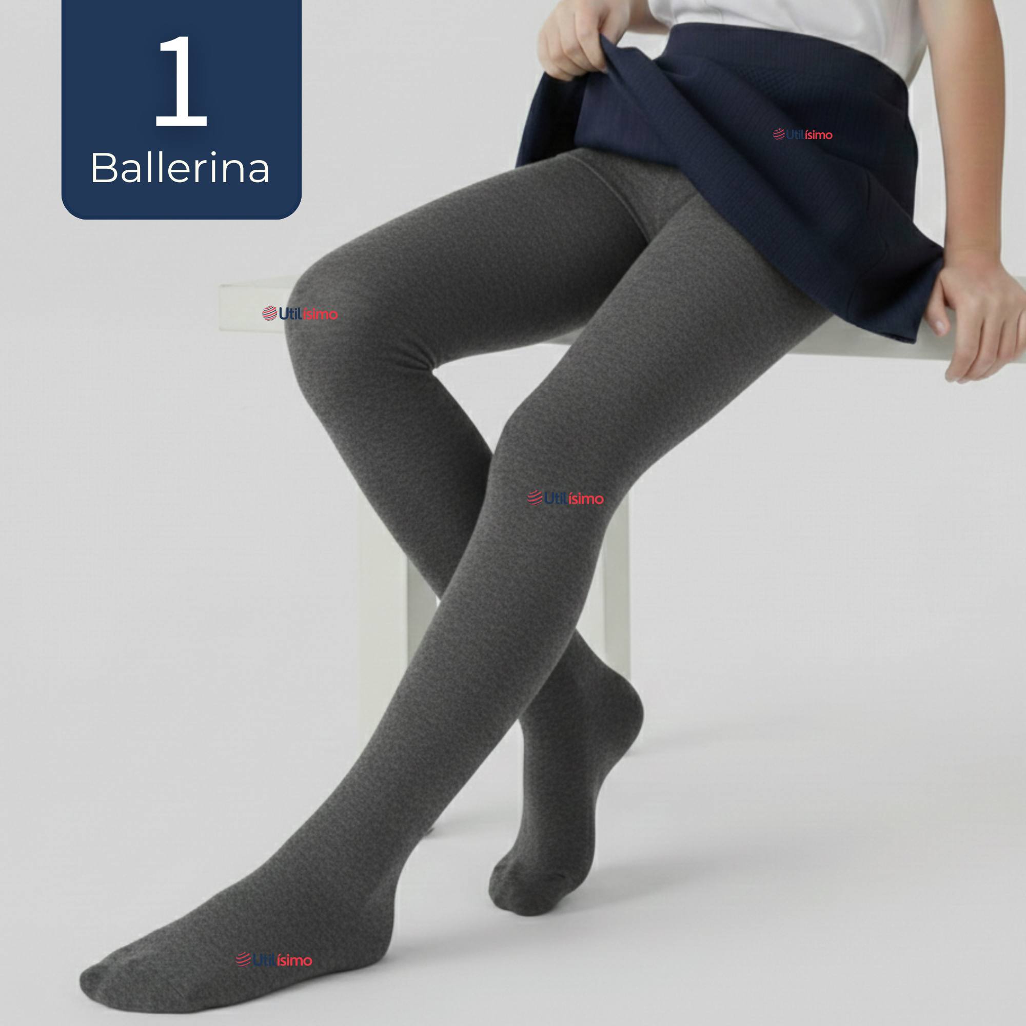PANTY BALLERINAS ESCOLARES NIÑA ALGODON GRIS - 1