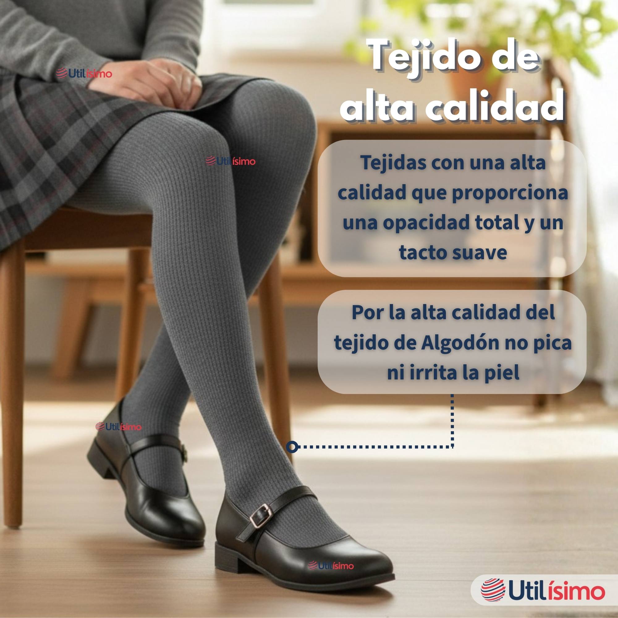 PANTY BALLERINAS ESCOLARES NIÑA ALGODON GRIS - 7