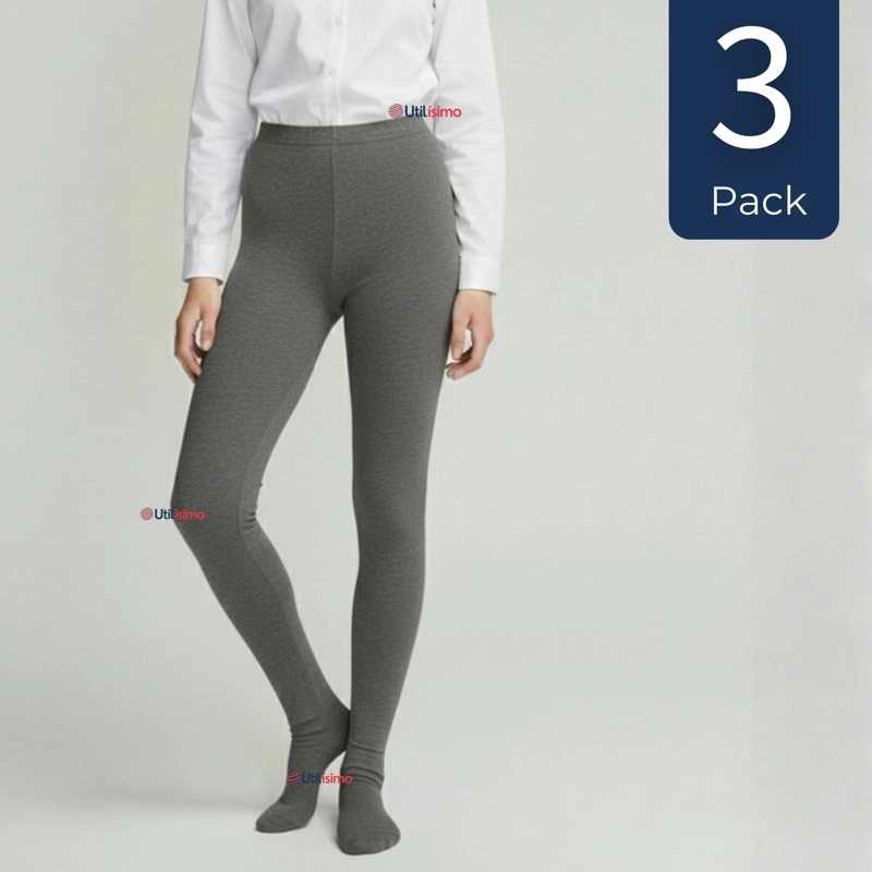 PACK 3 PANTY BALLERINAS ELASTICADAS ESCOLARES NIÑA ALGODON GRIS - 1