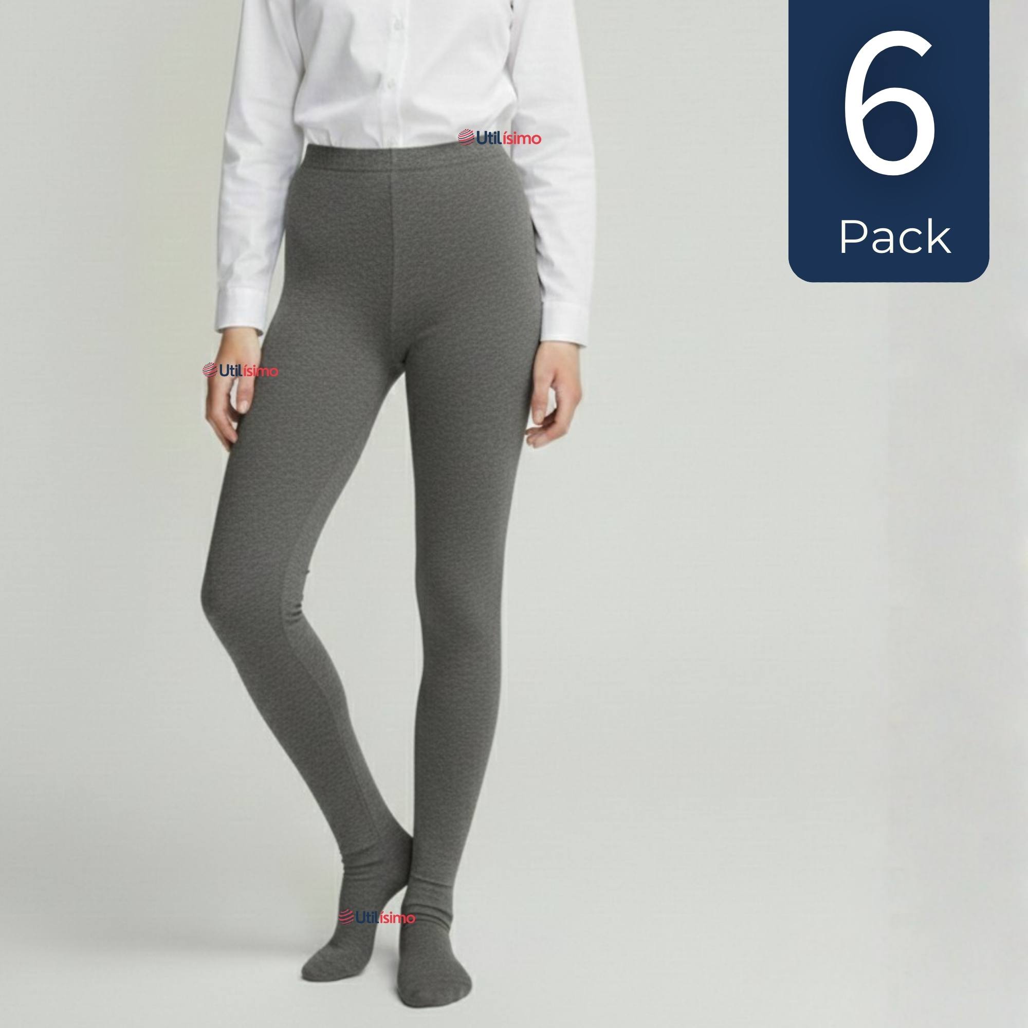 PACK 6 PANTY BALLERINAS ELASTICADAS ESCOLARES NIÑA ALGODON GRIS - 1