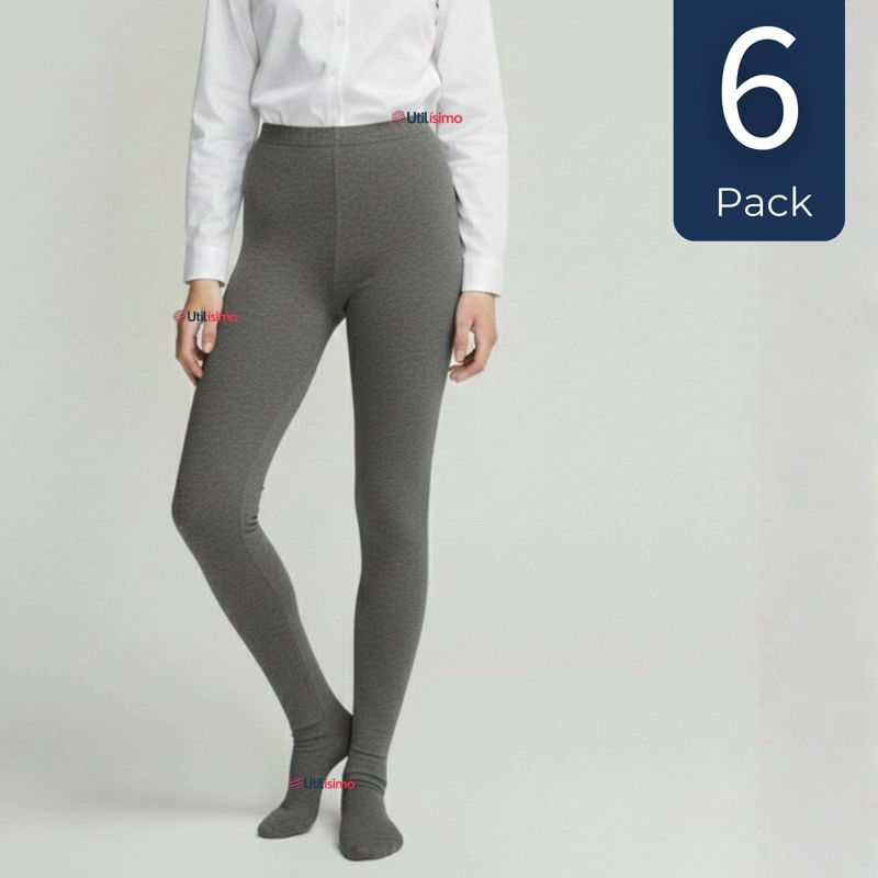 PACK 6 PANTY BALLERINAS ELASTICADAS ESCOLARES NIÑA ALGODON GRIS - 1