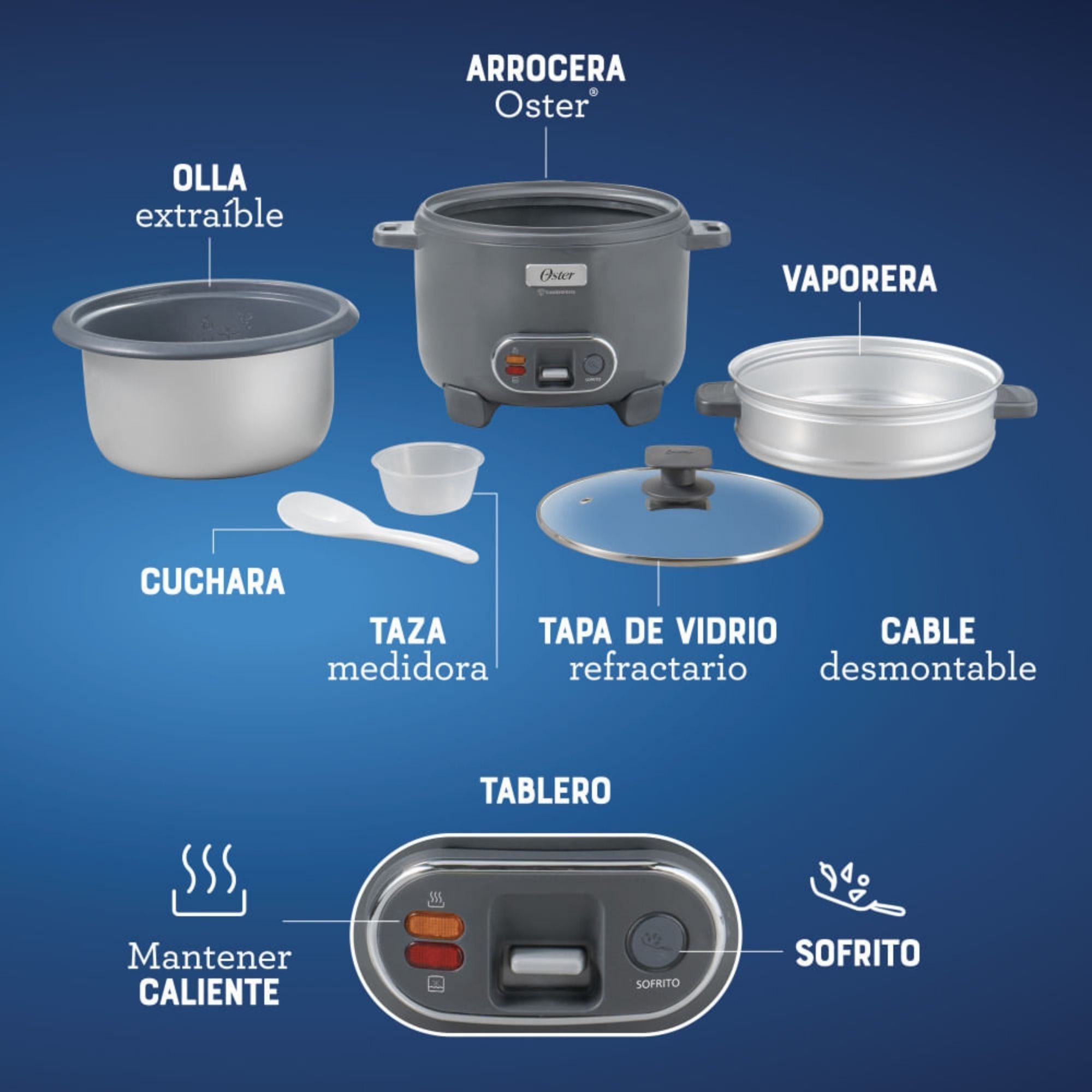 OSTER ARROCERA 3EN1,RECUBRIMIENTO ANTIADHERENTE 1,8 L OSTER DIAMONDFORCEN,CKSTRC10DFSKE VERSION 2026 - 5