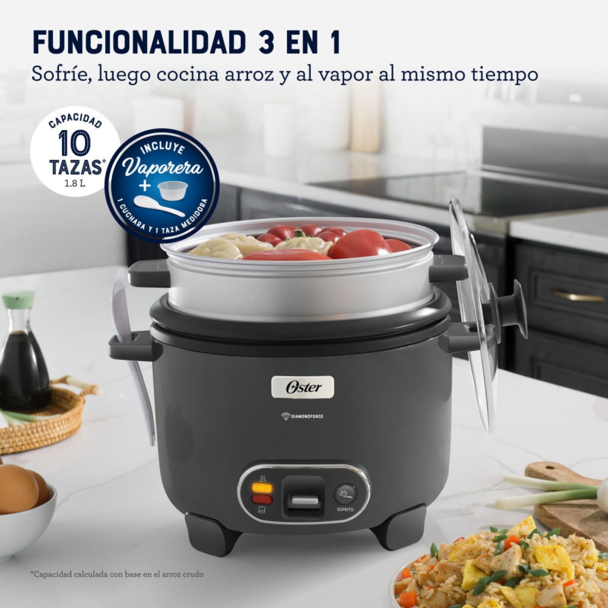 OSTER ARROCERA 3EN1,RECUBRIMIENTO ANTIADHERENTE 1,8 L OSTER DIAMONDFORCEN,CKSTRC10DFSKE VERSION 2026 - 10