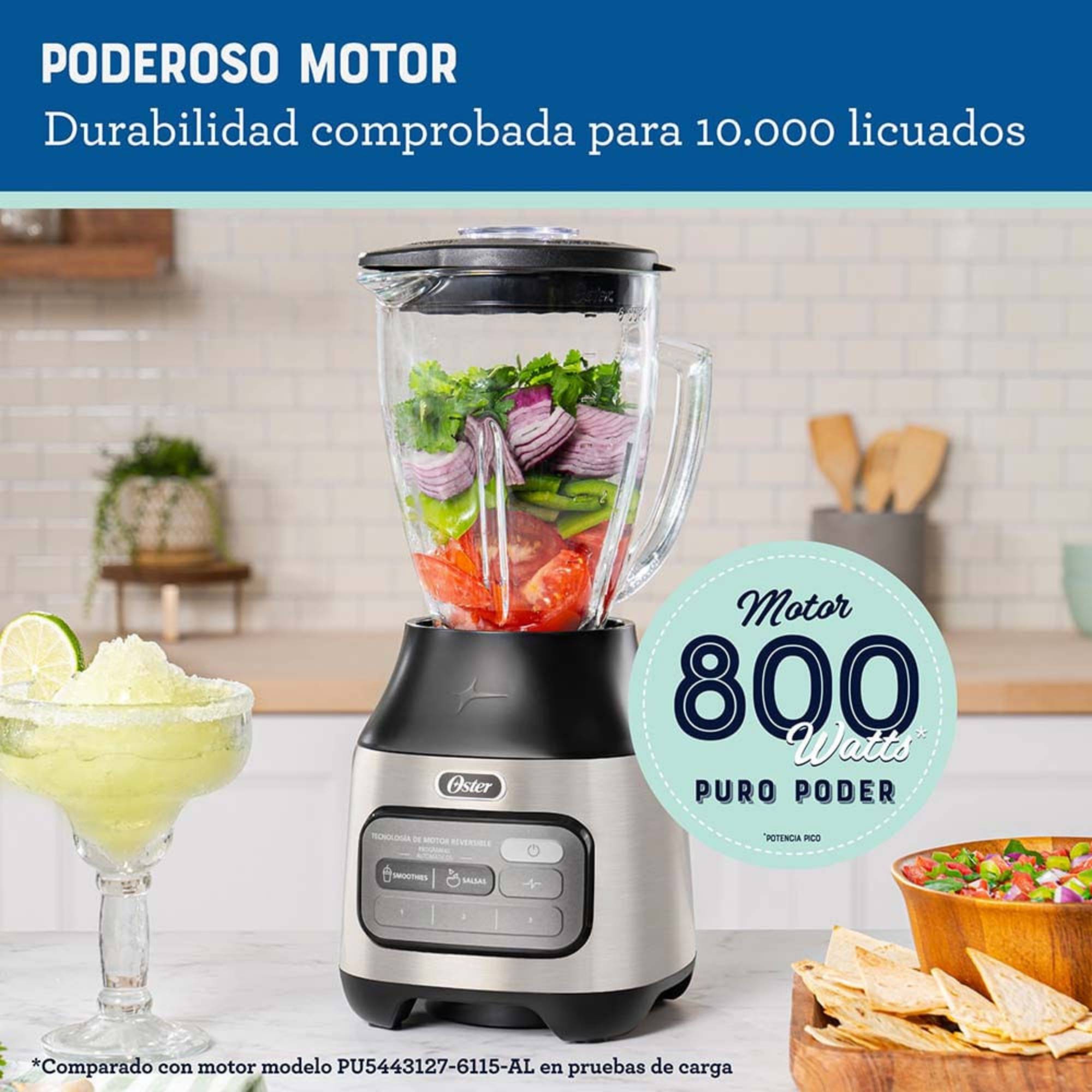 LICUADORA OSTER® CON TECNOLOGIA REVERSIBLE, 2 PROGRAMAS AUTOMATICOS Y 3 VELOCIDADES MAS PULSO - 4