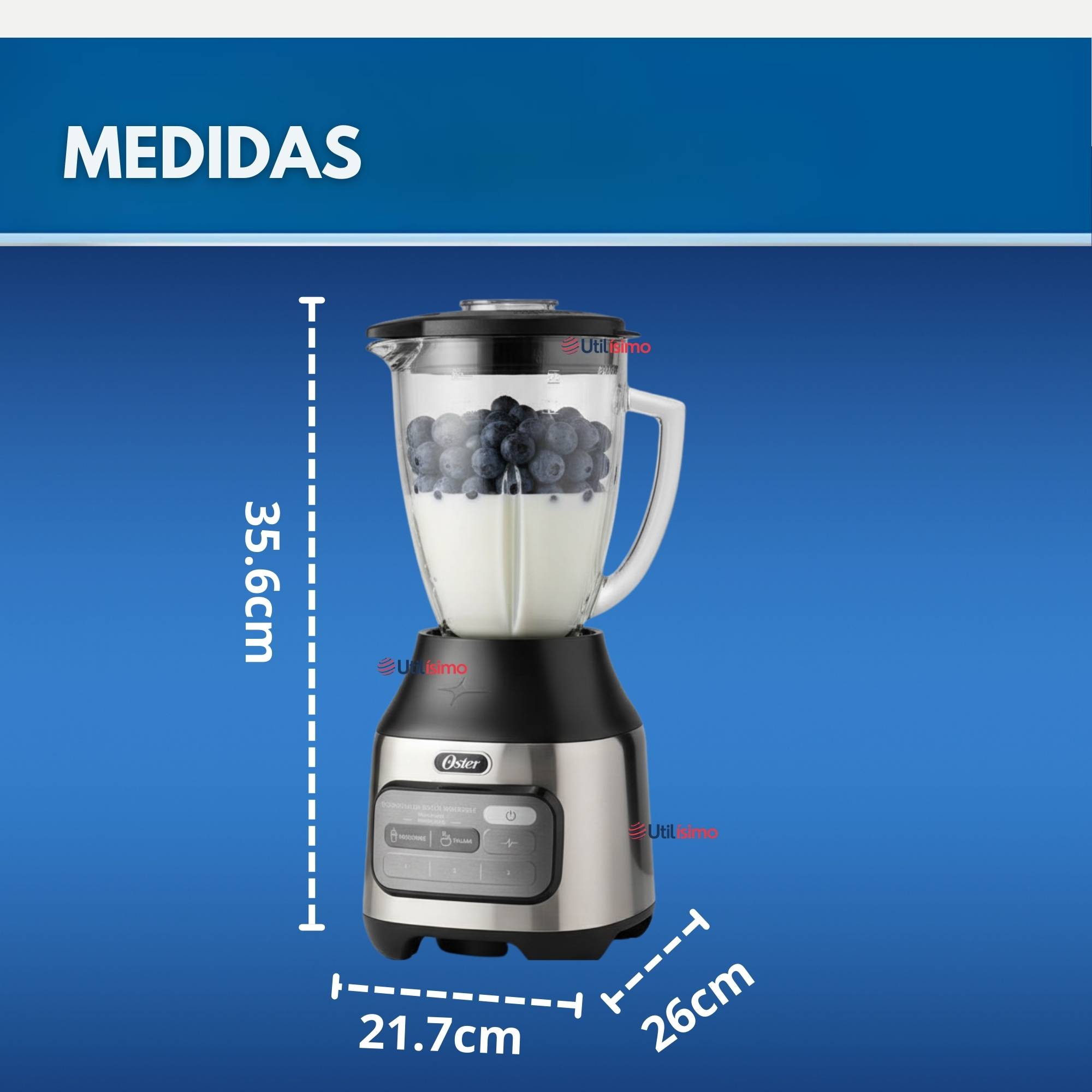 LICUADORA OSTER® CON TECNOLOGIA REVERSIBLE, 2 PROGRAMAS AUTOMATICOS Y 3 VELOCIDADES MAS PULSO - 8