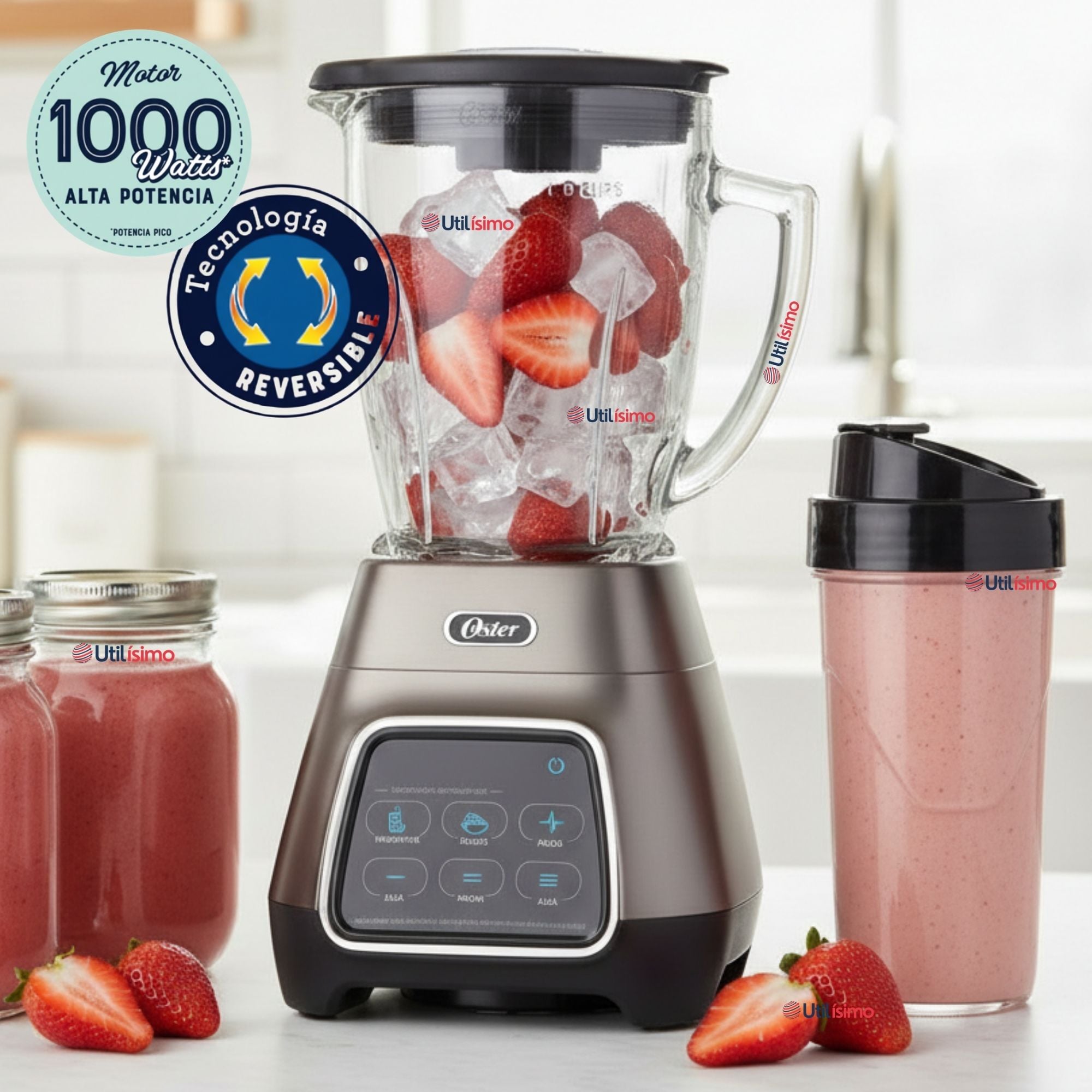 LICUADORA OSTER® PROGRAMAS AUTOMATICOS TECNOLOGIA REVERSIBLE,TACTIL Y VASO BLEND-N-GO BLSTPYG1312XBG - 1
