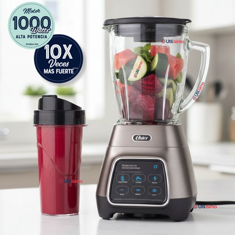 LICUADORA OSTER® PROGRAMAS AUTOMATICOS TECNOLOGIA REVERSIBLE,TACTIL Y VASO BLEND-N-GO BLSTPYG1312XBG - 8