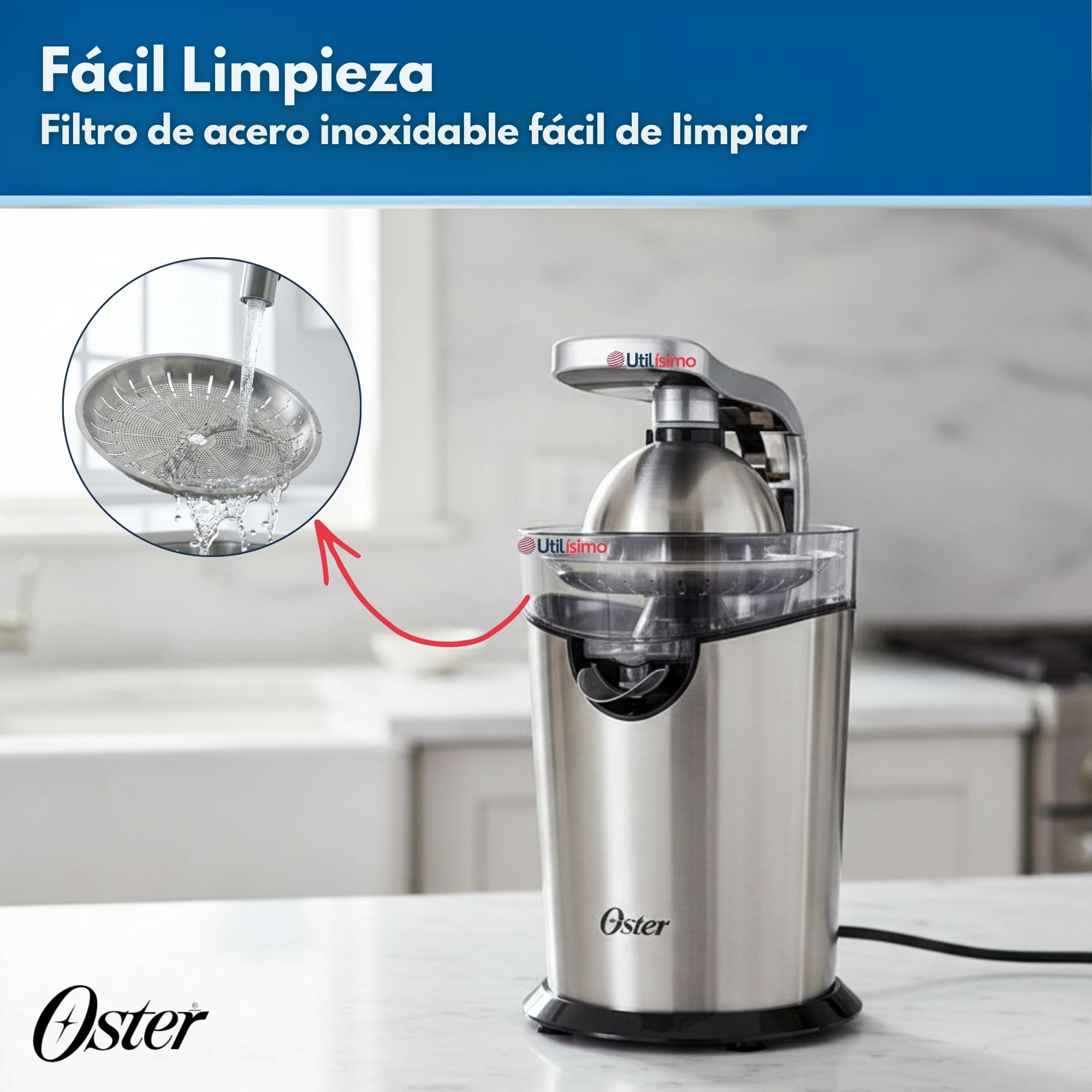 EXPRIMIDOR DE CITRICOS OSTER® DE ACERO INOXIDABLE FPSTJU4200 VERSION 2026 - 10