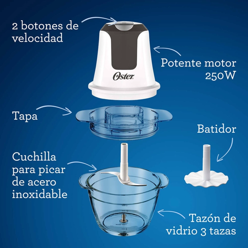 MINI PICADORA OSTER® 3 TAZAS CON TAZON DE VIDRIO FPSTFP3340 VERSION 2026 - 13