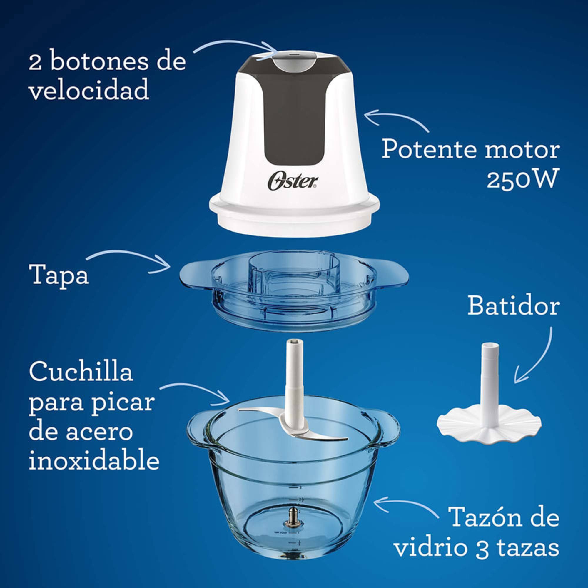 MINI PICADORA OSTER® 3 TAZAS CON TAZON DE VIDRIO FPSTFP3340 VERSION 2026 - 12