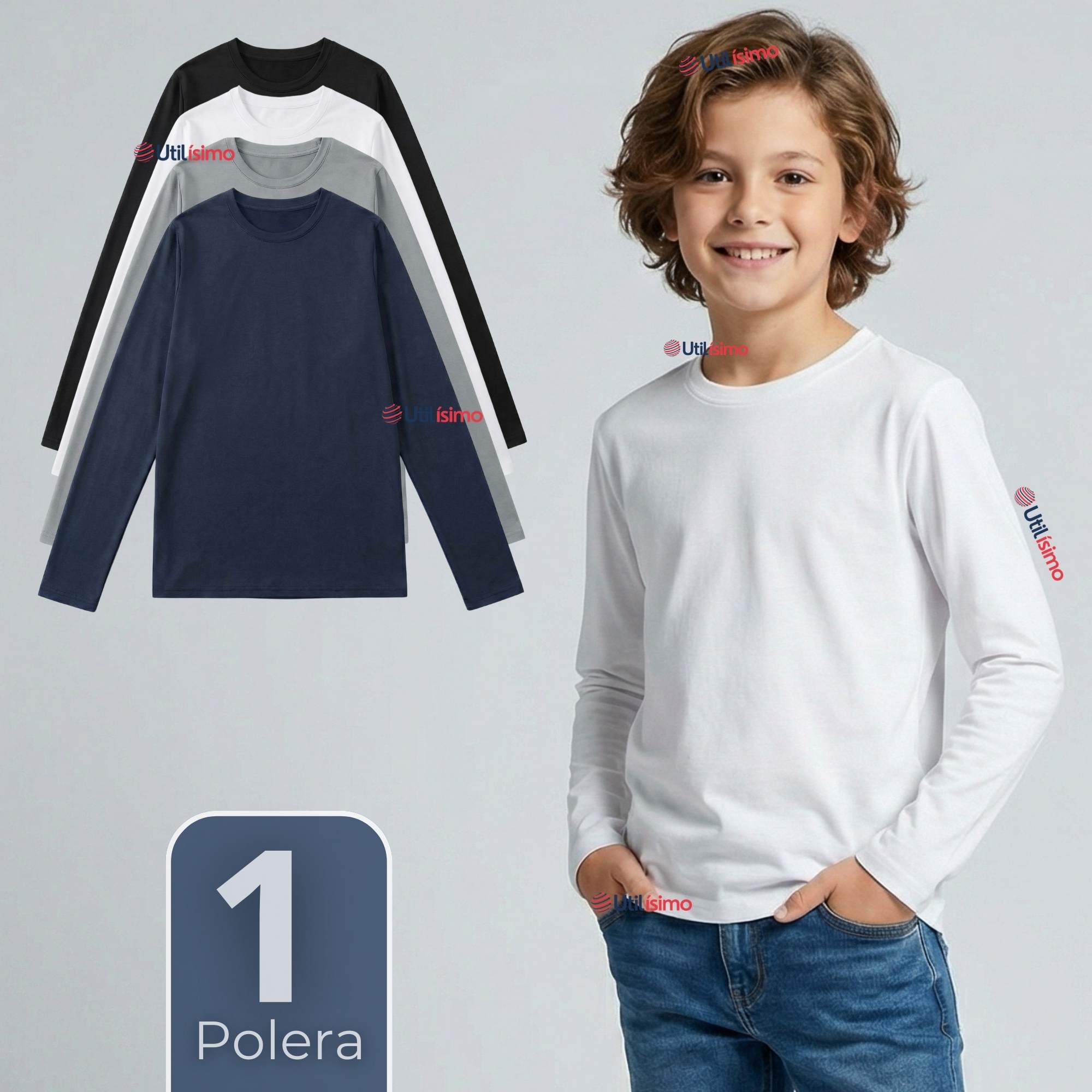 POLERA CAMISETA POLAR PRIMERA CAPA CUELLO REDONDO MANGA LARGA COLORES SURTIDO NIÑ - 1
