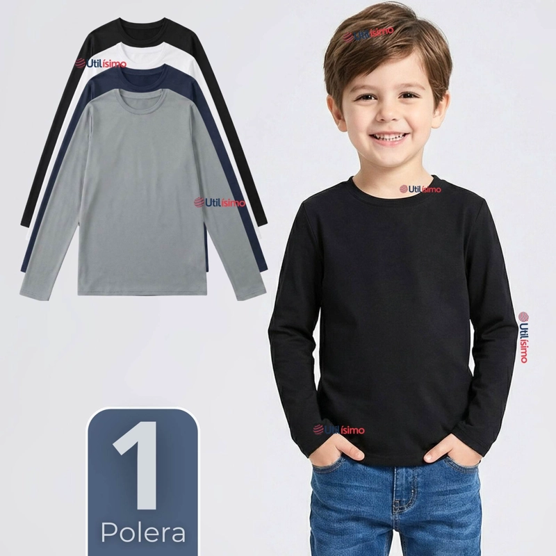 POLERA CAMISETA POLAR PRIMERA CAPA CUELLO REDONDO MANGA LARGA COLORES SURTIDO NIÑ - 1