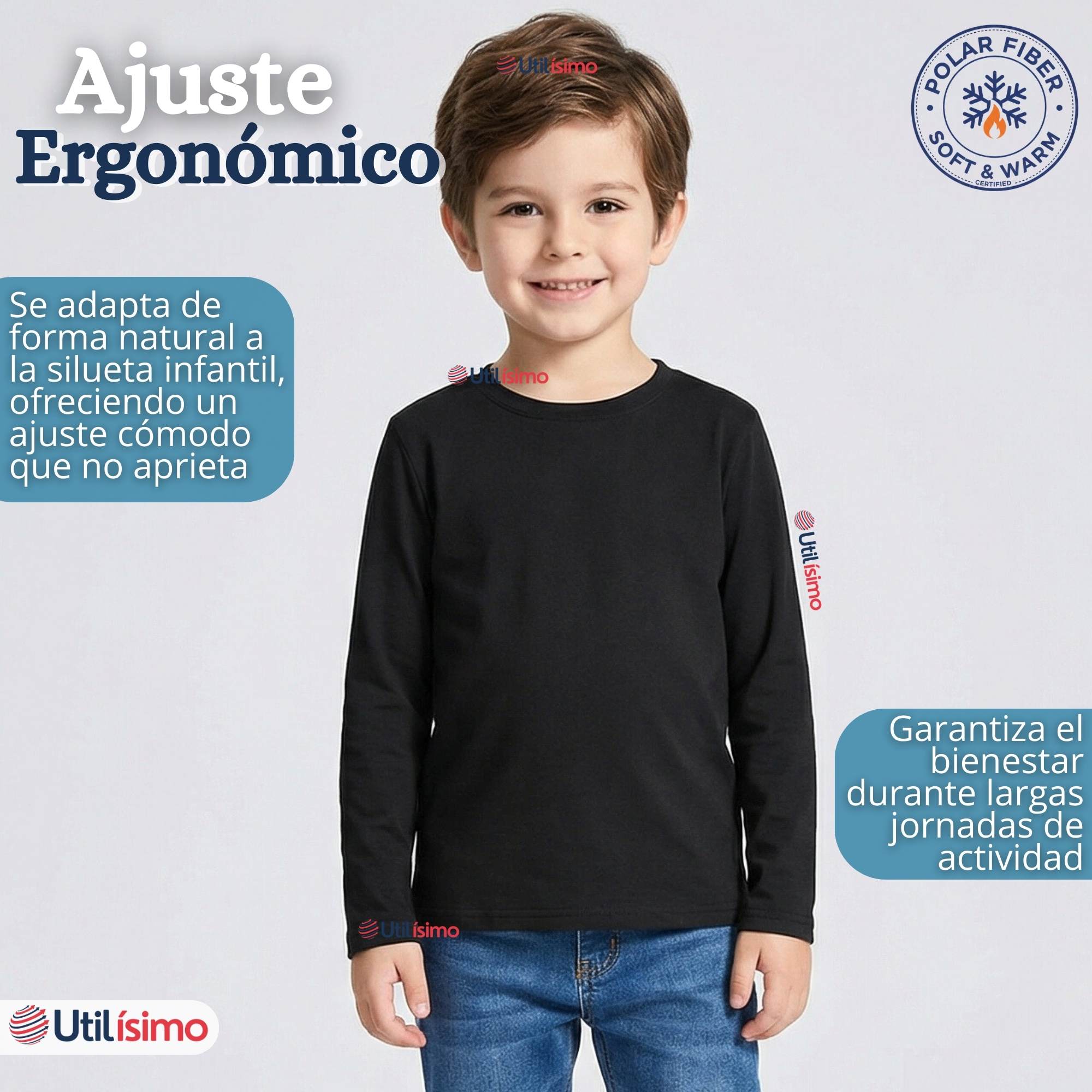 POLERA CAMISETA POLAR PRIMERA CAPA CUELLO REDONDO MANGA LARGA COLORES SURTIDO NIÑ - 11