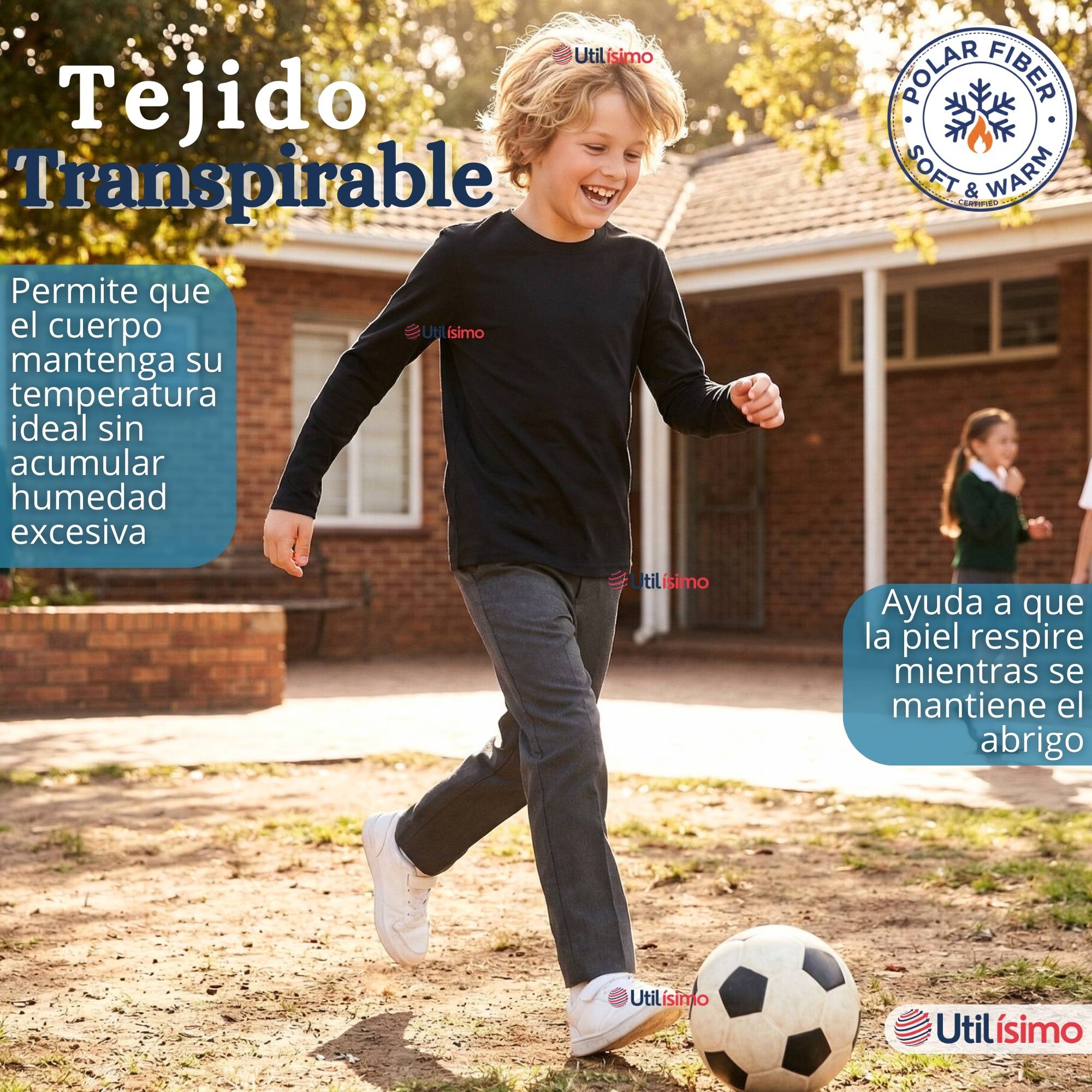 PACK 3 POLERAS CAMISETAS POLAR NEGRA PRIMERA CAPA ESCOLAR CUELLO REDONDO MANGA LARGA NIÑ0 - 8
