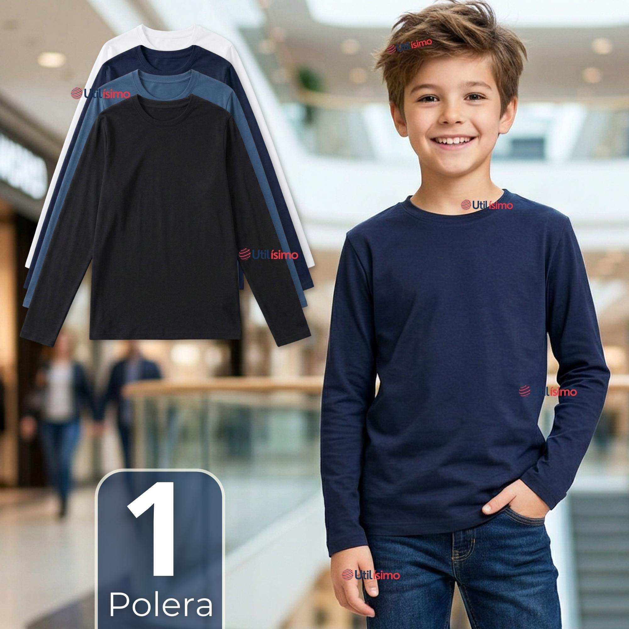 POLERA CAMISETA BAMBU CUELLO REDONDO PRIMERA CAPA MANGA LARGA COLORES SURTIDO NIÑO - 1