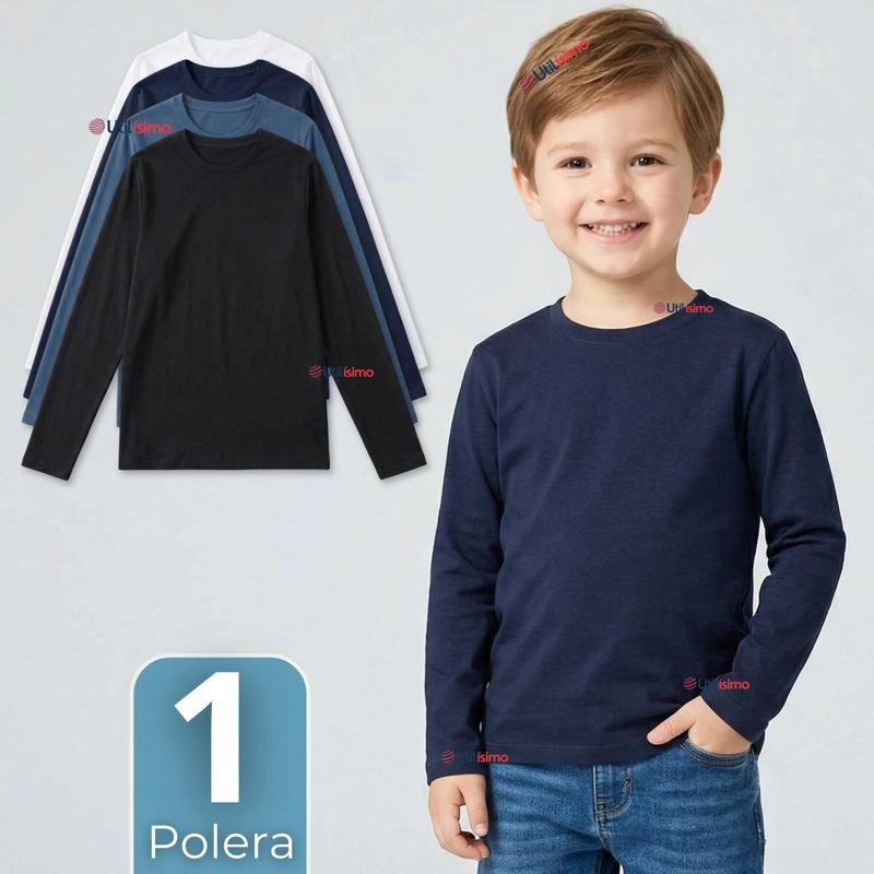 POLERA CAMISETA BAMBU CUELLO REDONDO PRIMERA CAPA MANGA LARGA COLORES SURTIDO NIÑO - 1