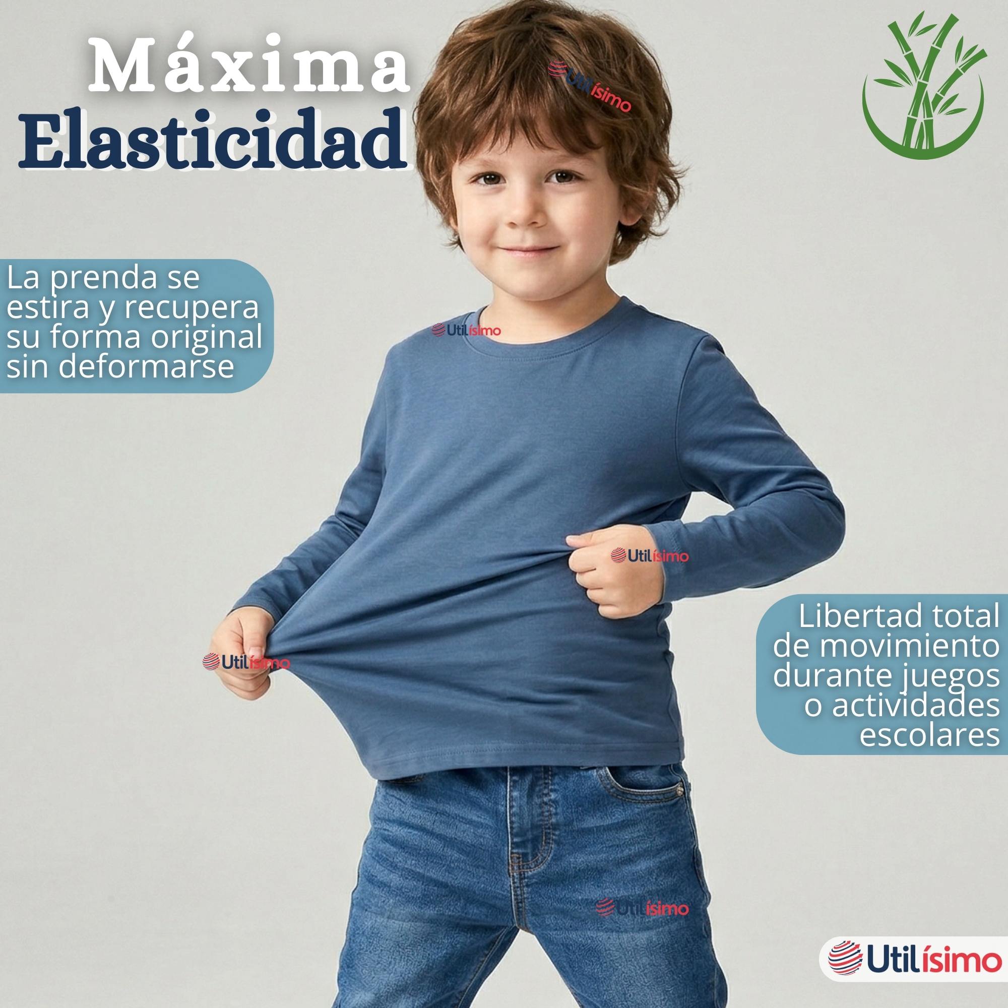 PACK 3 POLERAS CAMISETAS BAMBU CUELLO REDONDO PRIMERA CAPA MANGA LARGA COLORES SURTIDO NIÑO - 8