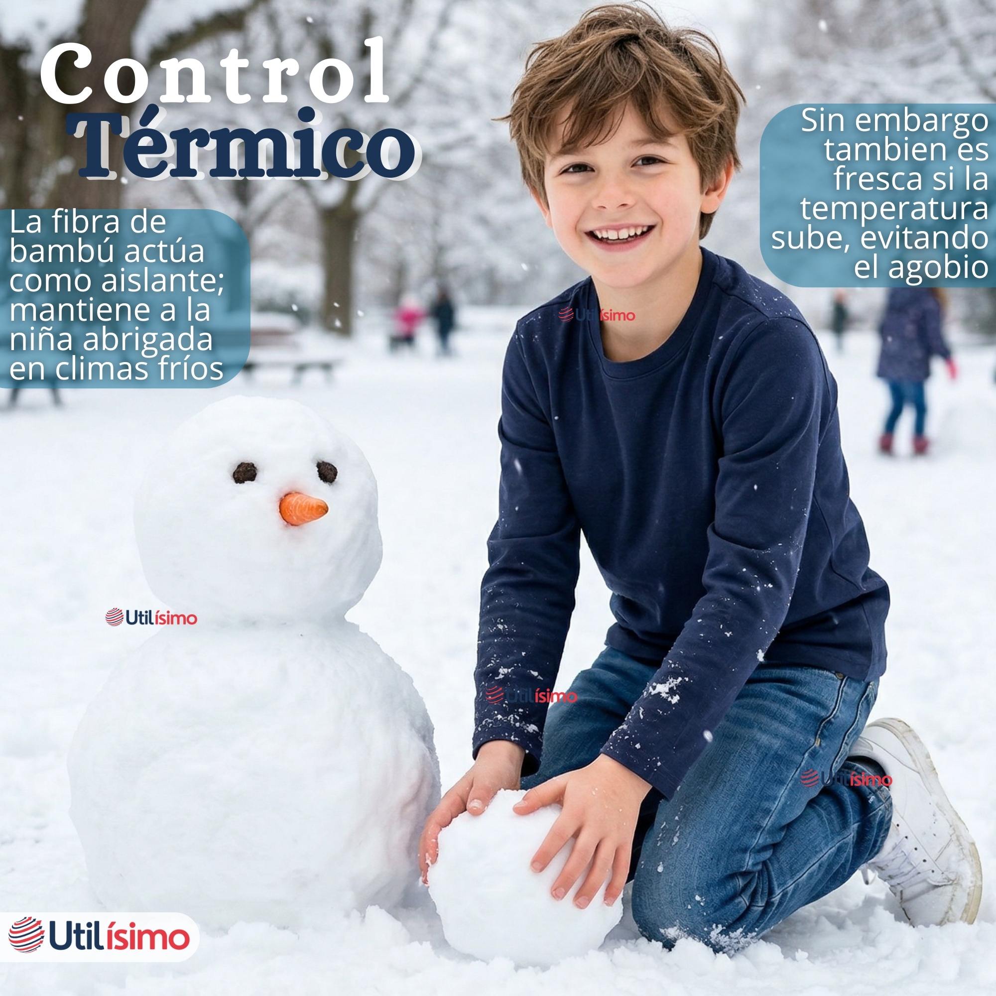 PACK 3 POLERAS CAMISETAS BAMBU CUELLO REDONDO PRIMERA CAPA MANGA LARGA COLORES SURTIDO NIÑO - 9
