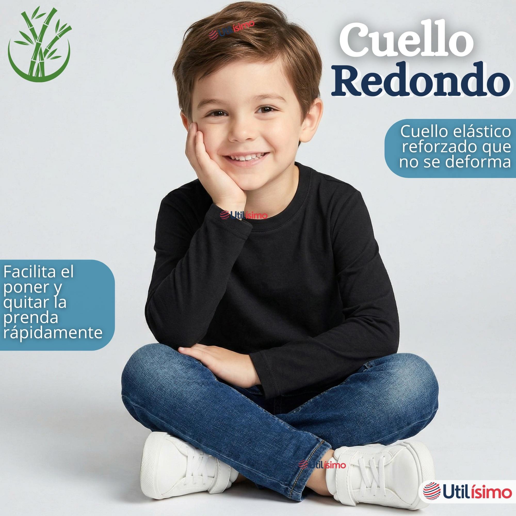 PACK 3 POLERAS CAMISETAS BAMBU CUELLO REDONDO PRIMERA CAPA MANGA LARGA COLORES SURTIDO NIÑO - 10