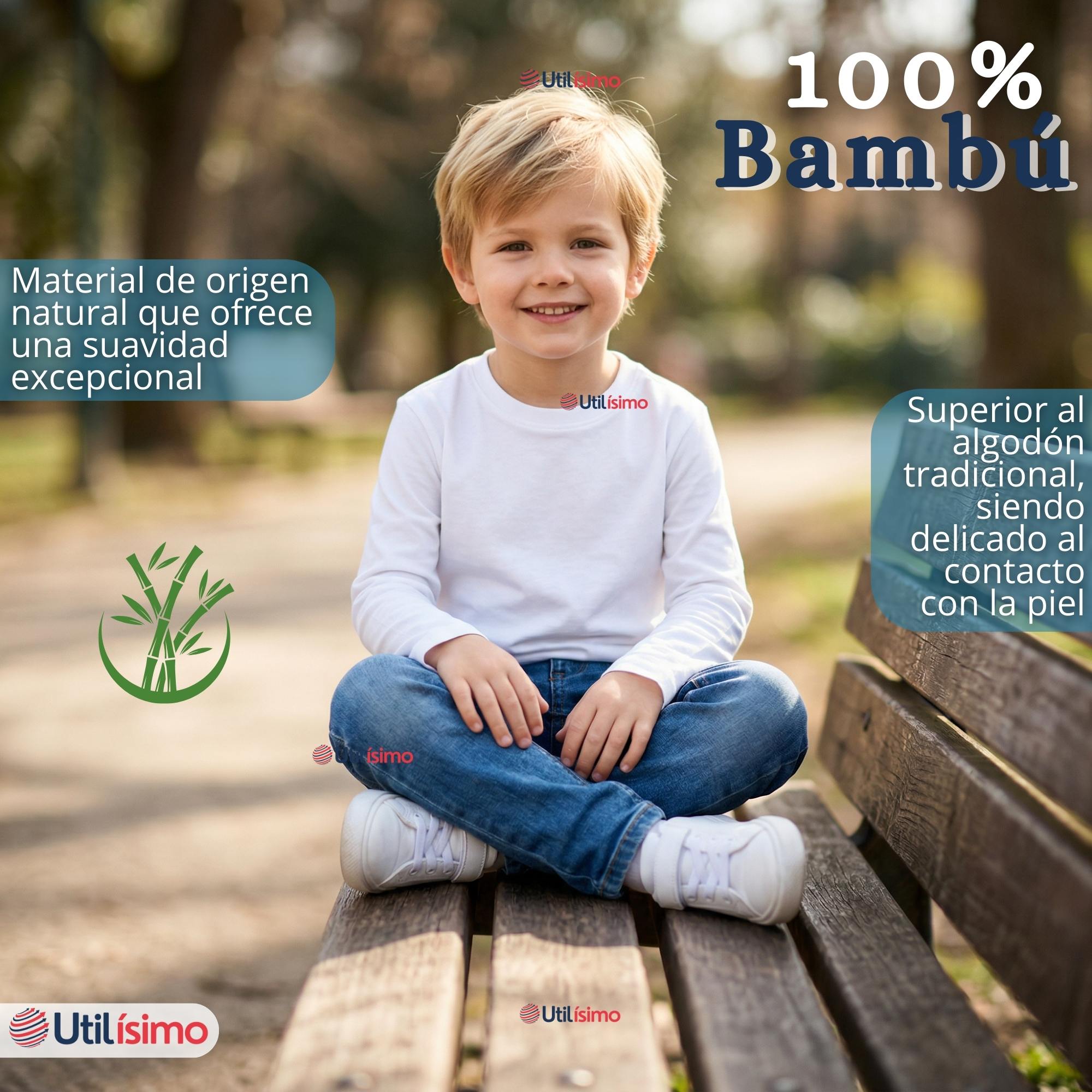 PACK 6 POLERAS CAMISETAS BAMBU CUELLO REDONDO PRIMERA CAPA MANGA LARGA COLORES SURTIDO NIÑO - 6