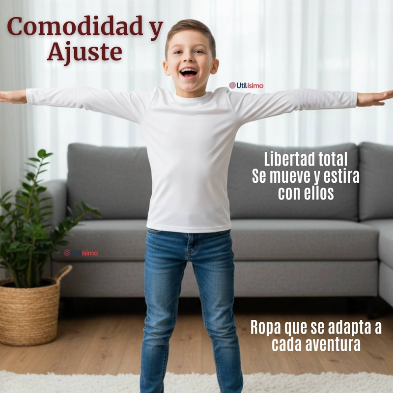 PACK 6 CAMISETAS ALGODON MANGA LARGA POLERA PRIMERA CAPA BLANCO NIÑO - 8