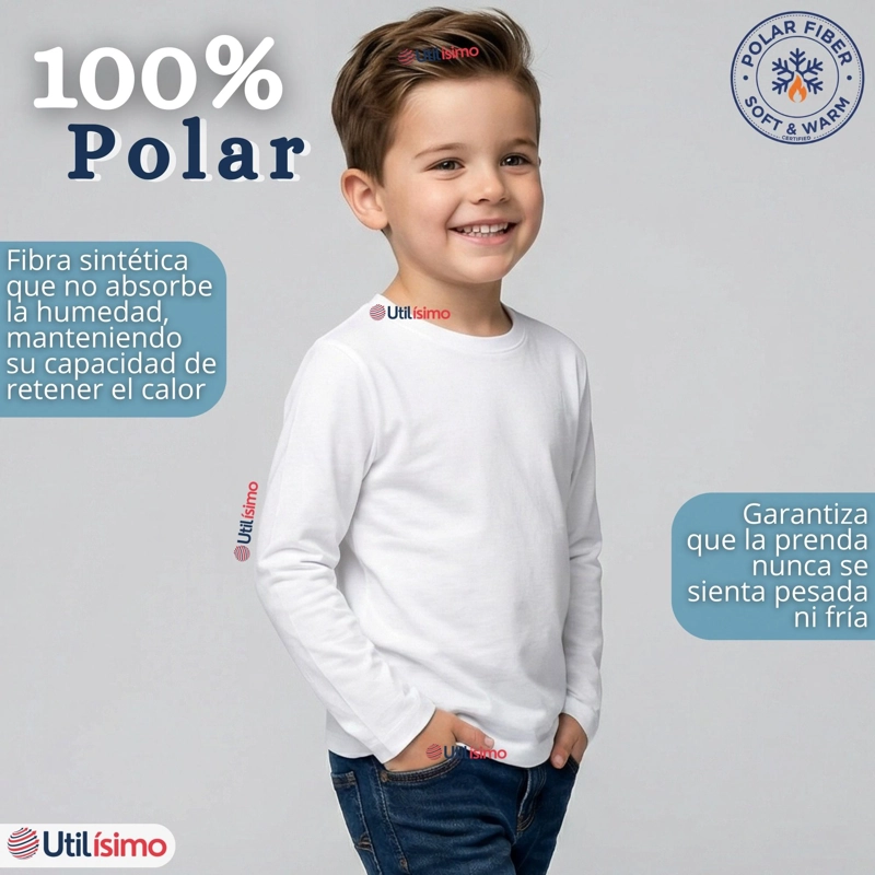 PACK 3 POLERAS CAMISETAS POLAR PRIMERA CAPA CUELLO REDONDO MANGA LARGA COLORES SURTIDO NIÑO - 4
