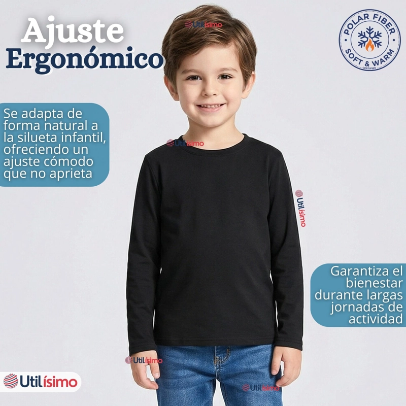PACK 6 POLERAS CAMISETAS POLAR PRIMERA CAPA CUELLO REDONDO MANGA LARGA COLORES SURTIDO NIÑO - 8
