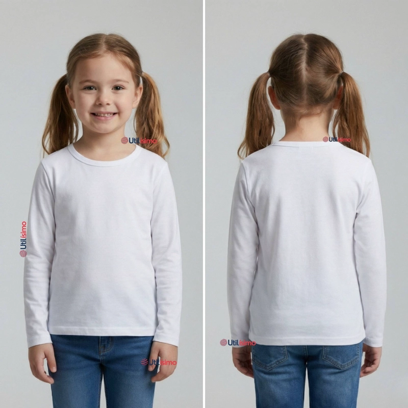 PACK 3 CAMISETAS ALGODON MANGA LARGA POLERA PRIMERA CAPA BLANCO NIÑA - 2