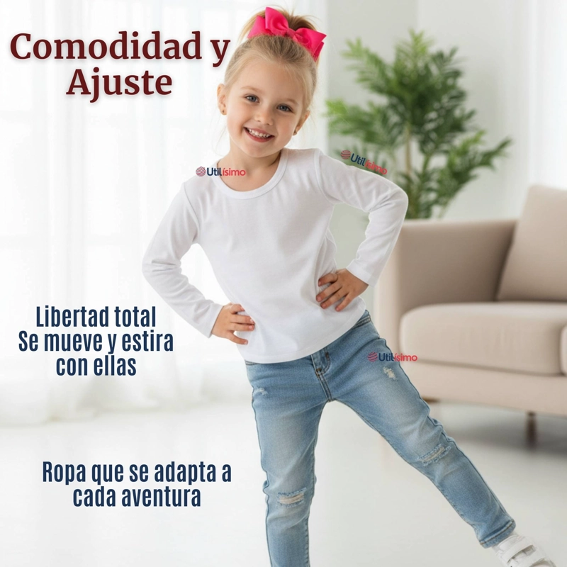 PACK 3 CAMISETAS ALGODON MANGA LARGA POLERA PRIMERA CAPA BLANCO NIÑA - 8