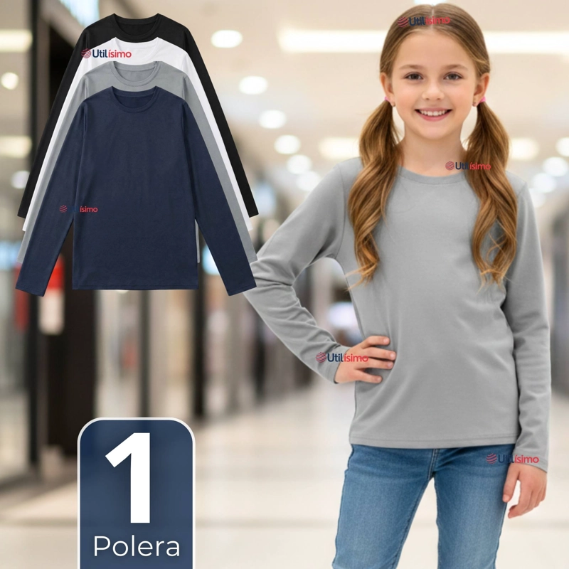 POLERA CAMISETA POLAR PRIMERA CAPA CUELLO REDONDO MANGA LARGA COLORES SURTIDO NIÑA - 1