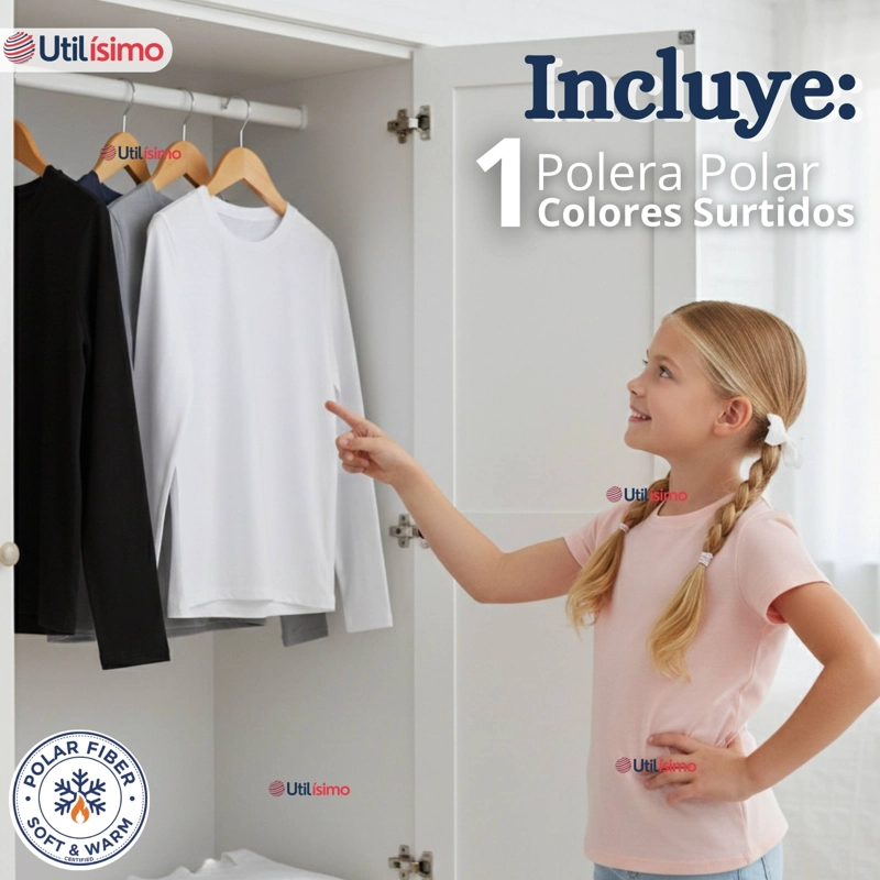 POLERA CAMISETA POLAR PRIMERA CAPA CUELLO REDONDO MANGA LARGA COLORES SURTIDO NIÑA - 2