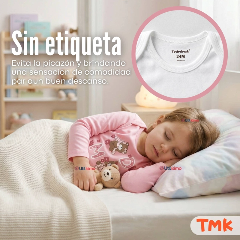 PACK 5 BODYS MANGA LARGA 100% ALGODON BEBE  NIÑA SWEET AND WILD - 10