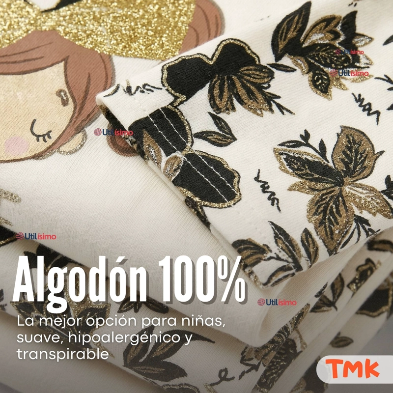 PACK 5 BODYS MANGA LARGA 100% ALGODON BEBE  NIÑA GOLDEN MAGIC - 7