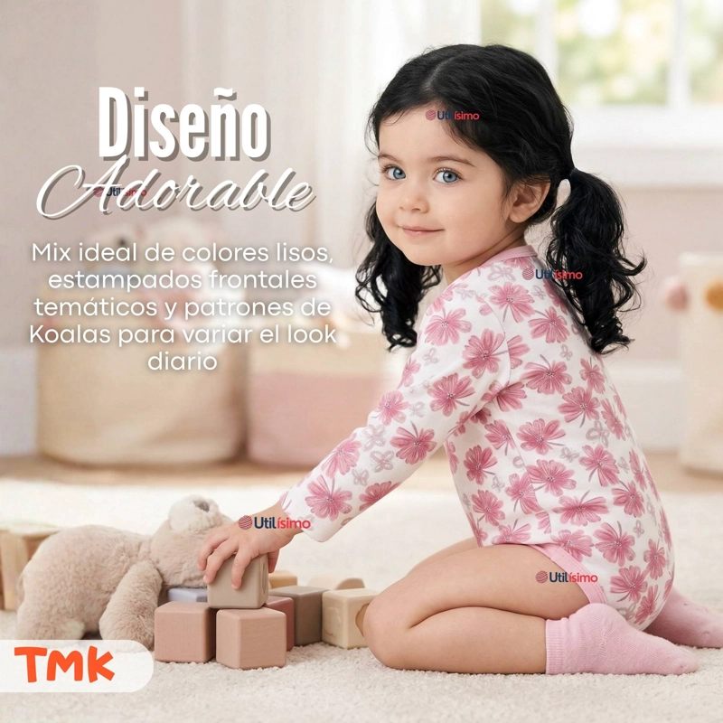 PACK 5 BODYS MANGA LARGA 100% ALGODON BEBE  NIÑA KOALA DREAMER - 11