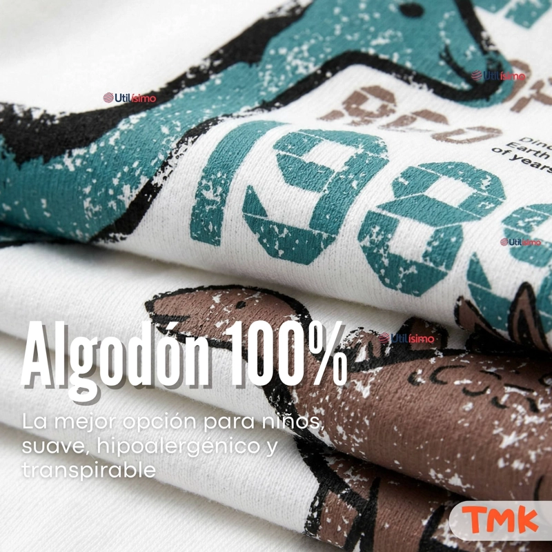 PACK 5 BODYS MANGA LARGA 100% ALGODON BEBE  NIÑO DINO AVENTURE - 7