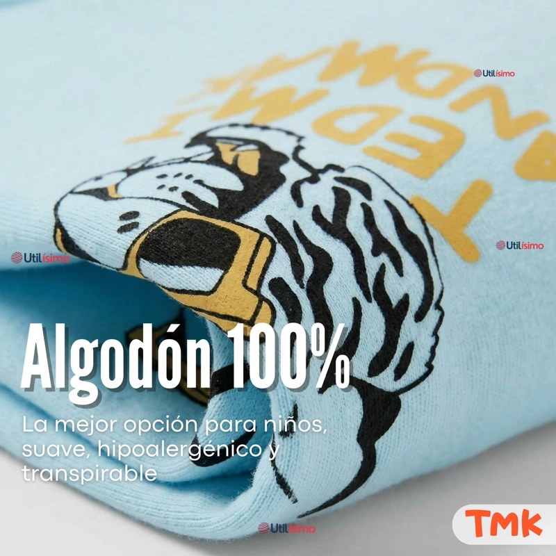 PACK 5 BODYS MANGA LARGA 100% ALGODON BEBE  NIÑO WILD TIGER - 7