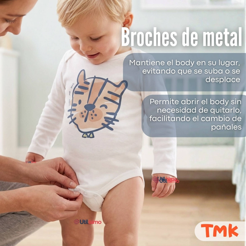 PACK 5 BODYS MANGA LARGA 100% ALGODON BEBE  NIÑO WILD TIGER - 10